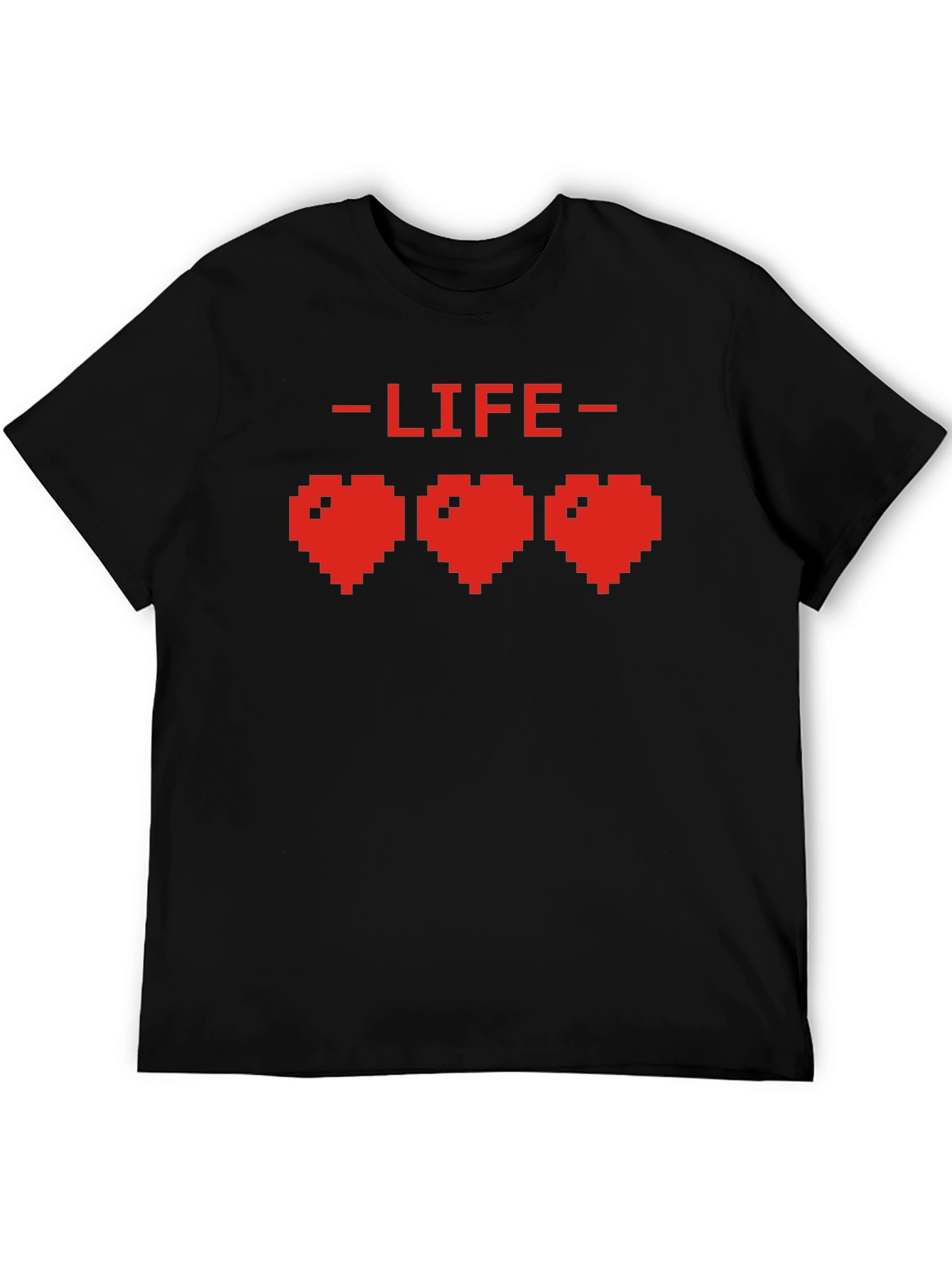 Pixel Heart Life Gamer T-Shirt - Black