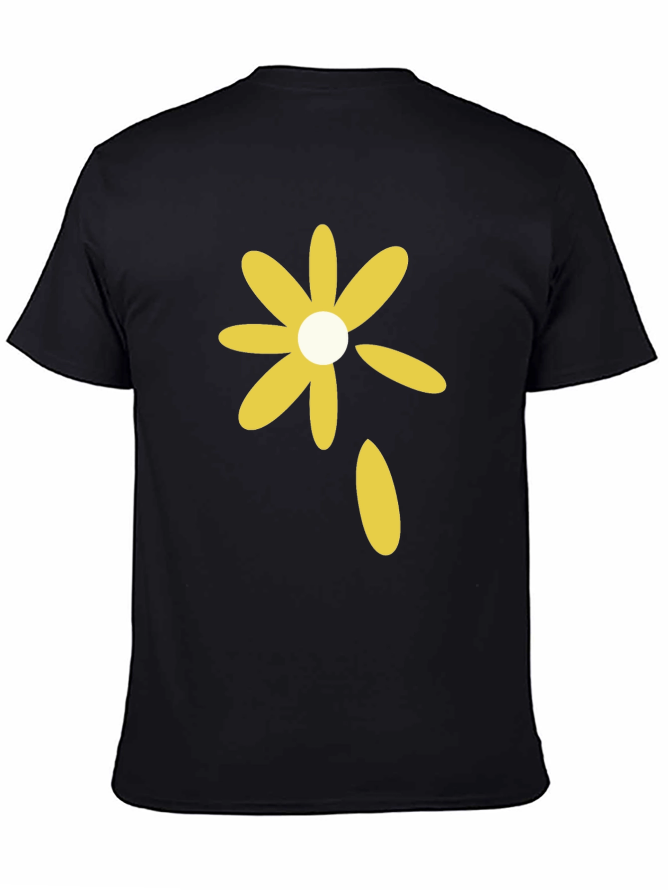 Black T-Shirt with Yellow Flower Graphic
