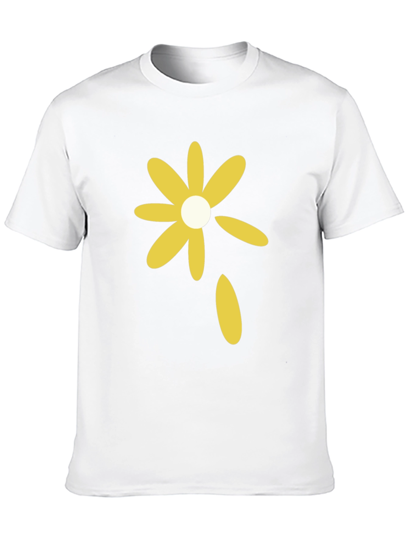 Black T-Shirt with Yellow Flower Graphic