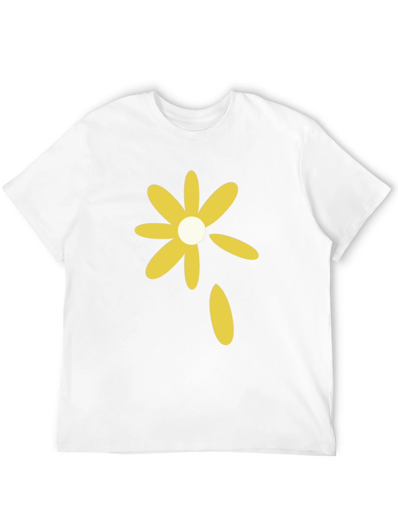 Black T-Shirt with Yellow Flower Graphic