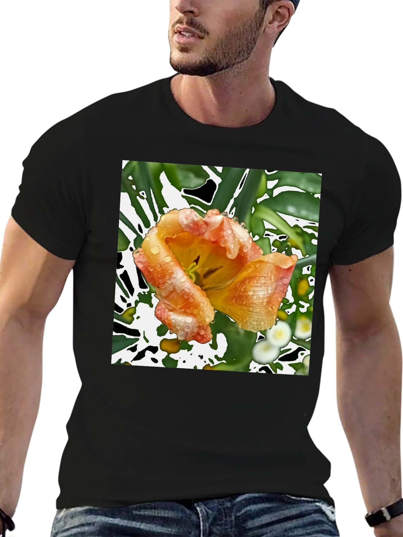 Floral Print T-Shirt - Unique Tulip Design