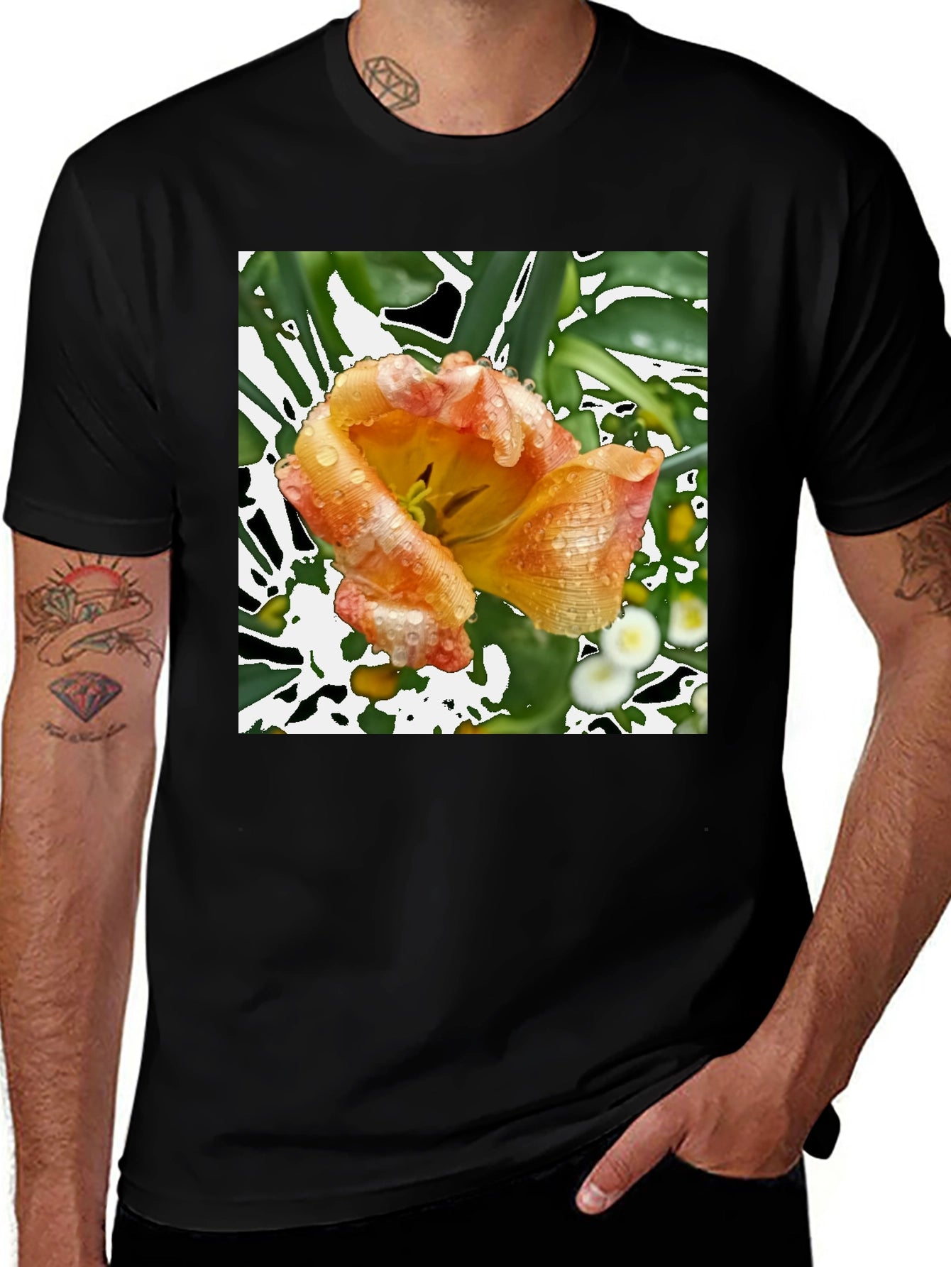 Floral Print T-Shirt - Unique Tulip Design