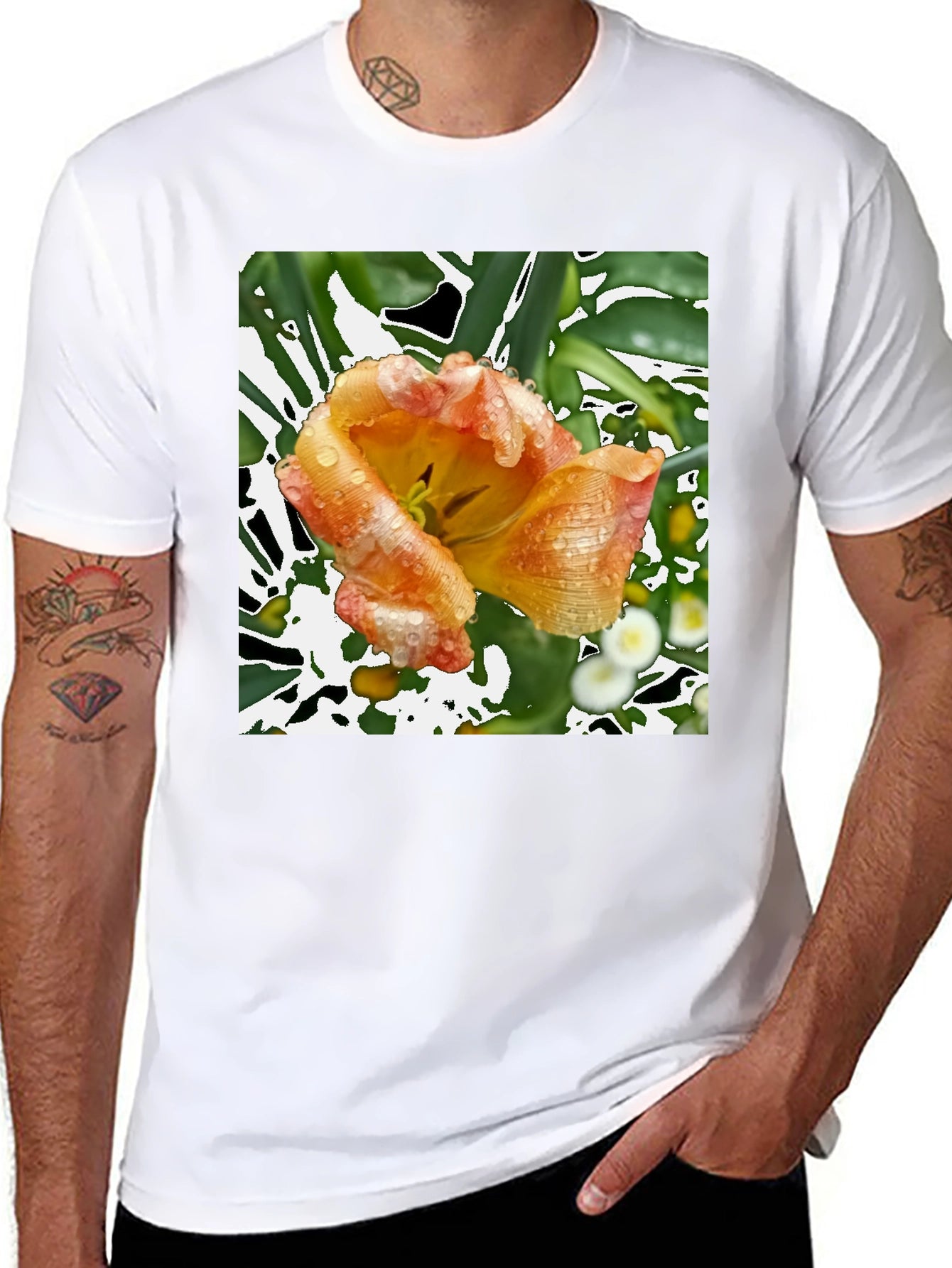 Floral Print T-Shirt - Unique Tulip Design