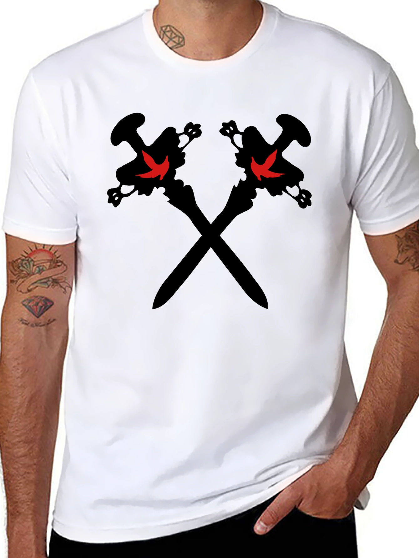 Crossed Swords Graphic T-Shirt - Black
