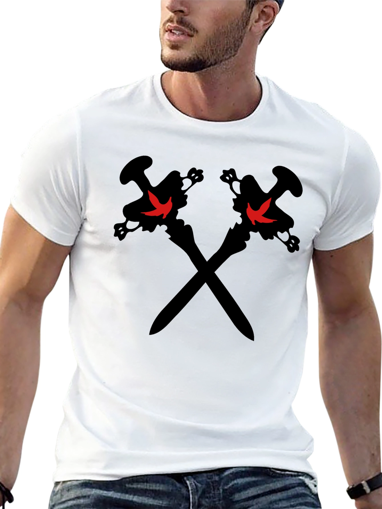 Crossed Swords Graphic T-Shirt - Black