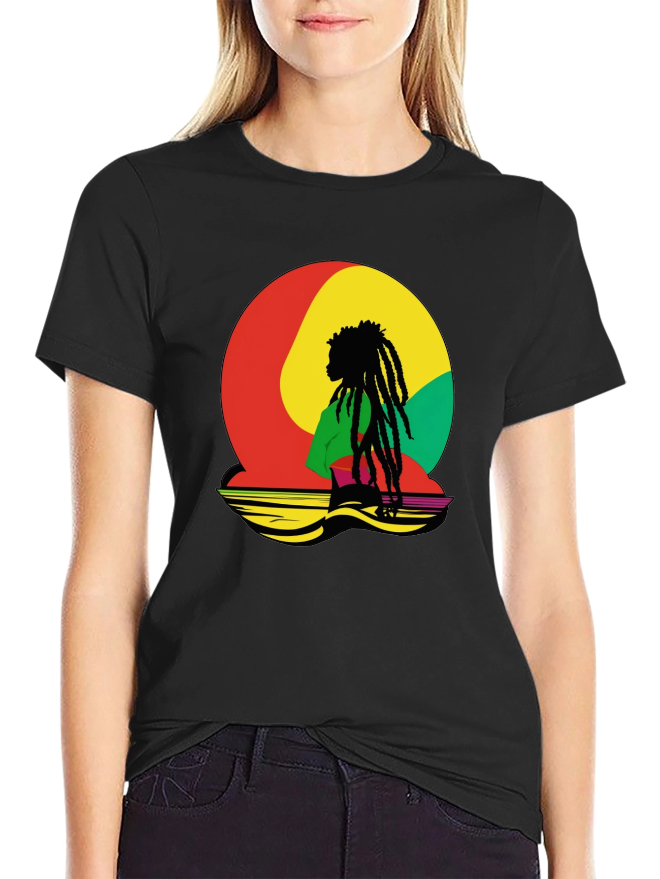 Rasta Reggae Graphic Tee - Black Cotton Blend
