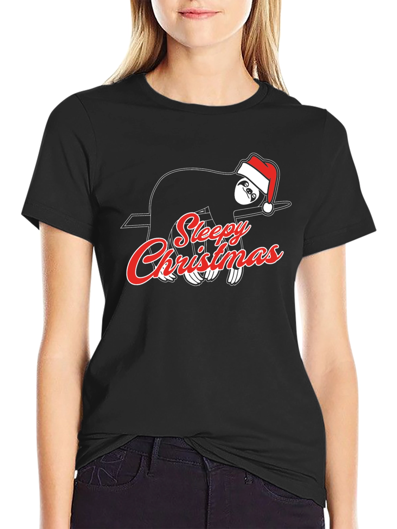 Sleepy Christmas Sloth Graphic T-Shirt