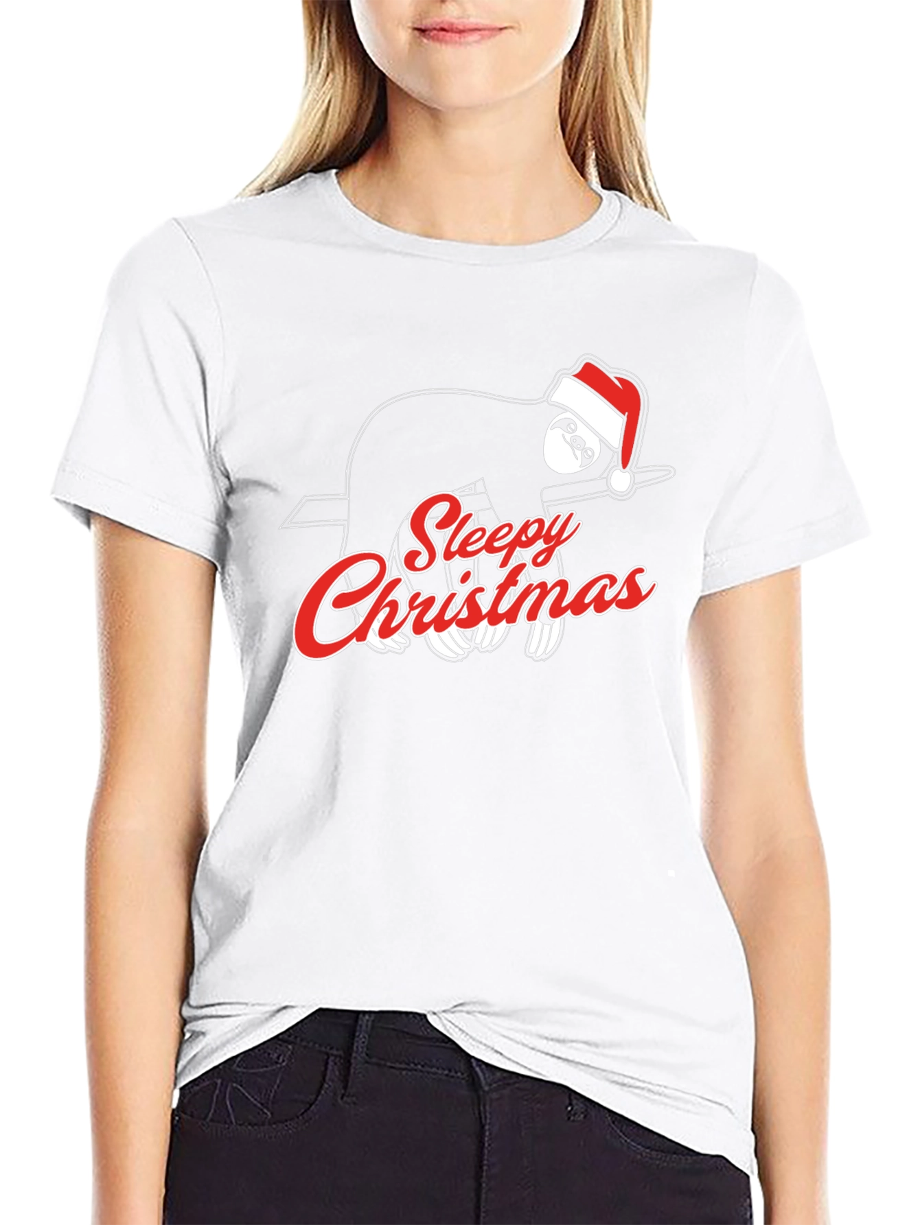Sleepy Christmas Sloth Graphic T-Shirt