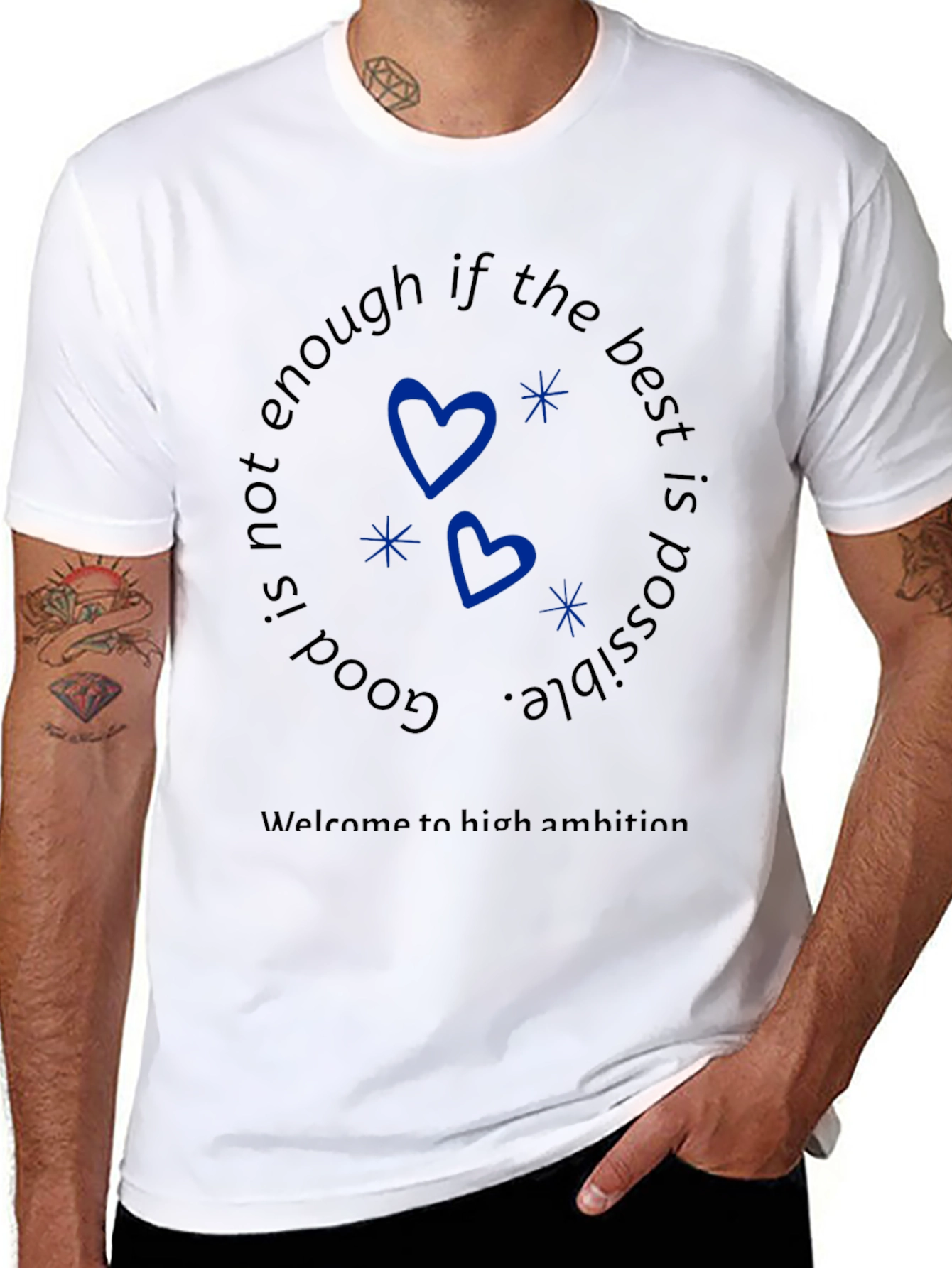 Motivational Black T-Shirt with Heart Design