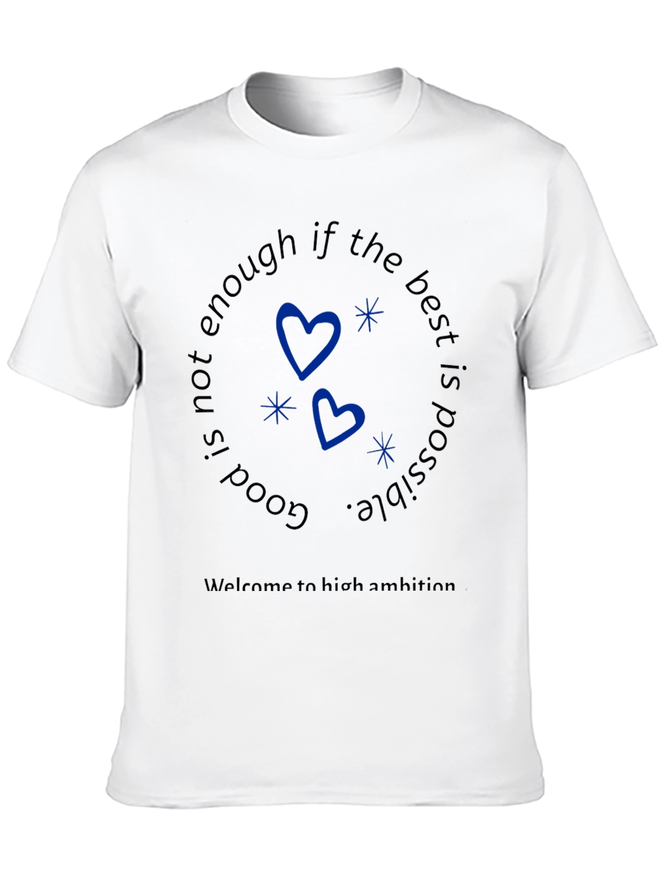 Motivational Black T-Shirt with Heart Design