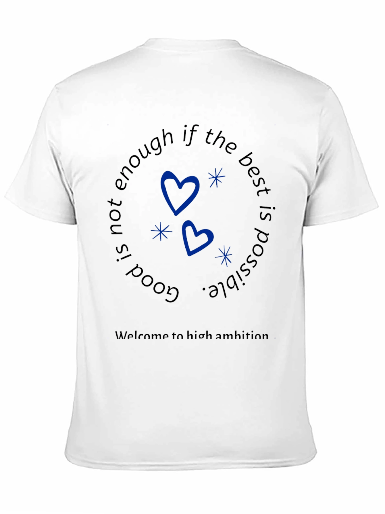 Motivational Black T-Shirt with Heart Design