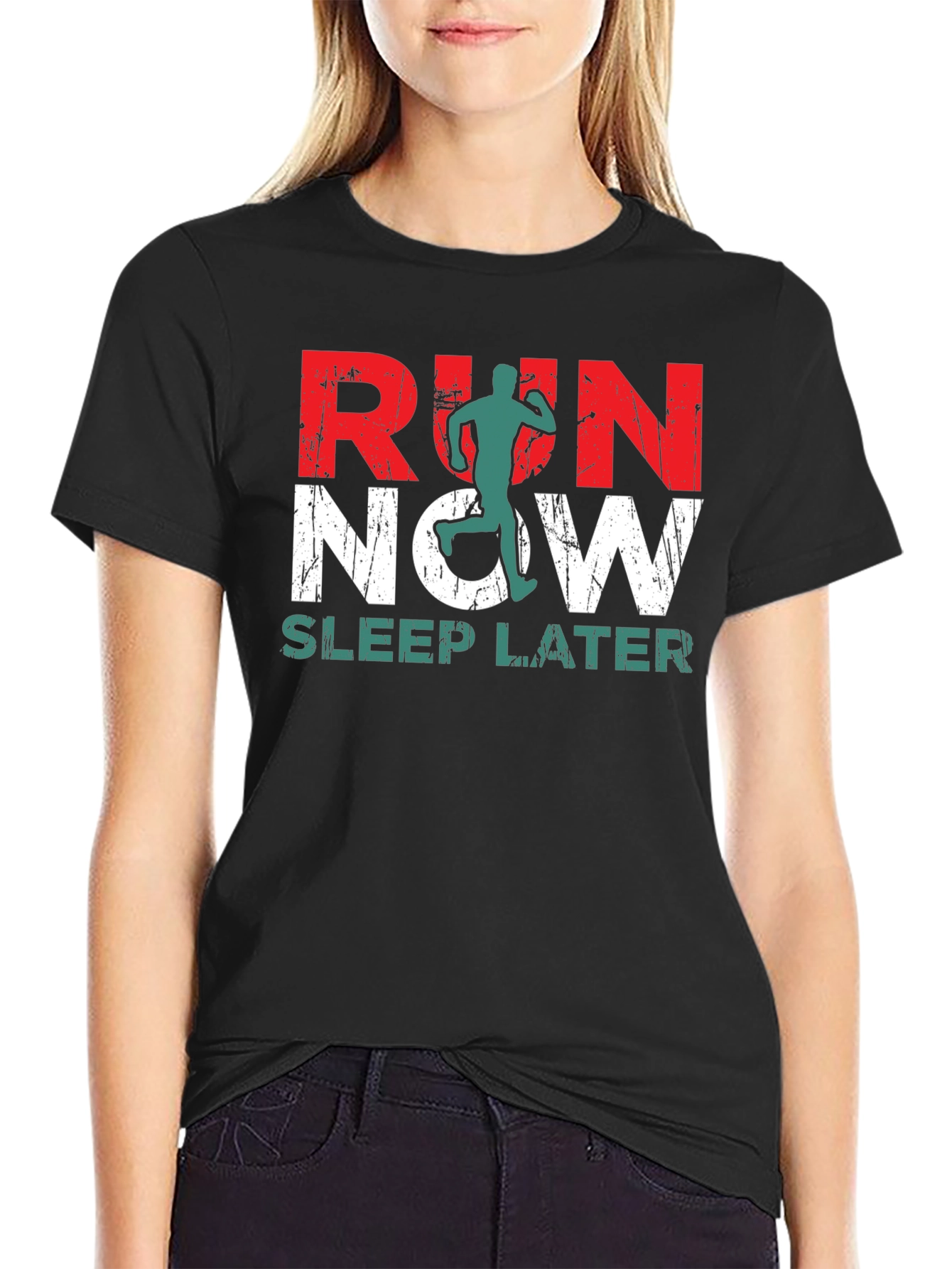 Run Now Sleep Later Graphic T-Shirt - Athletic Motivation