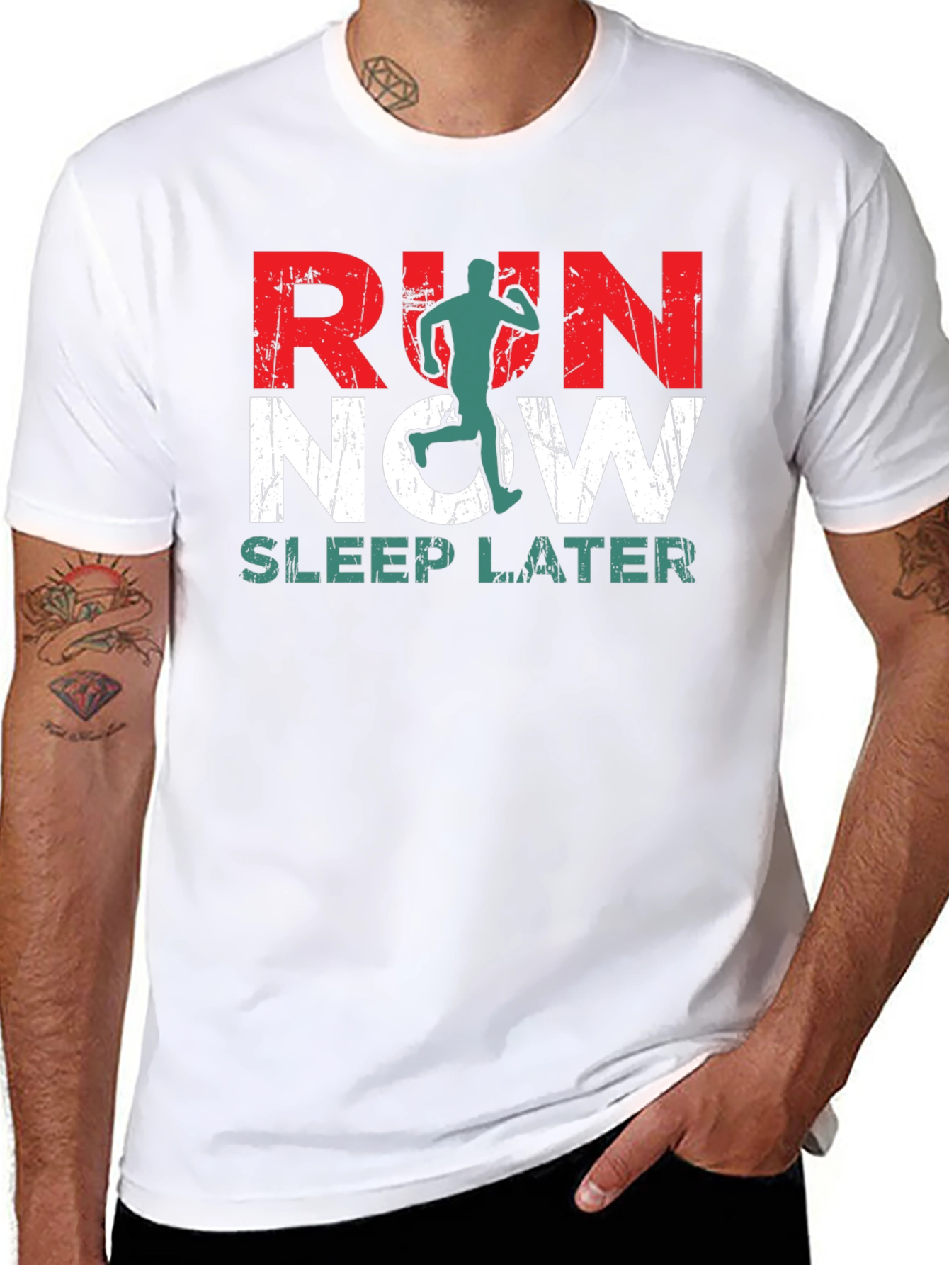 Run Now Sleep Later Graphic T-Shirt - Athletic Motivation