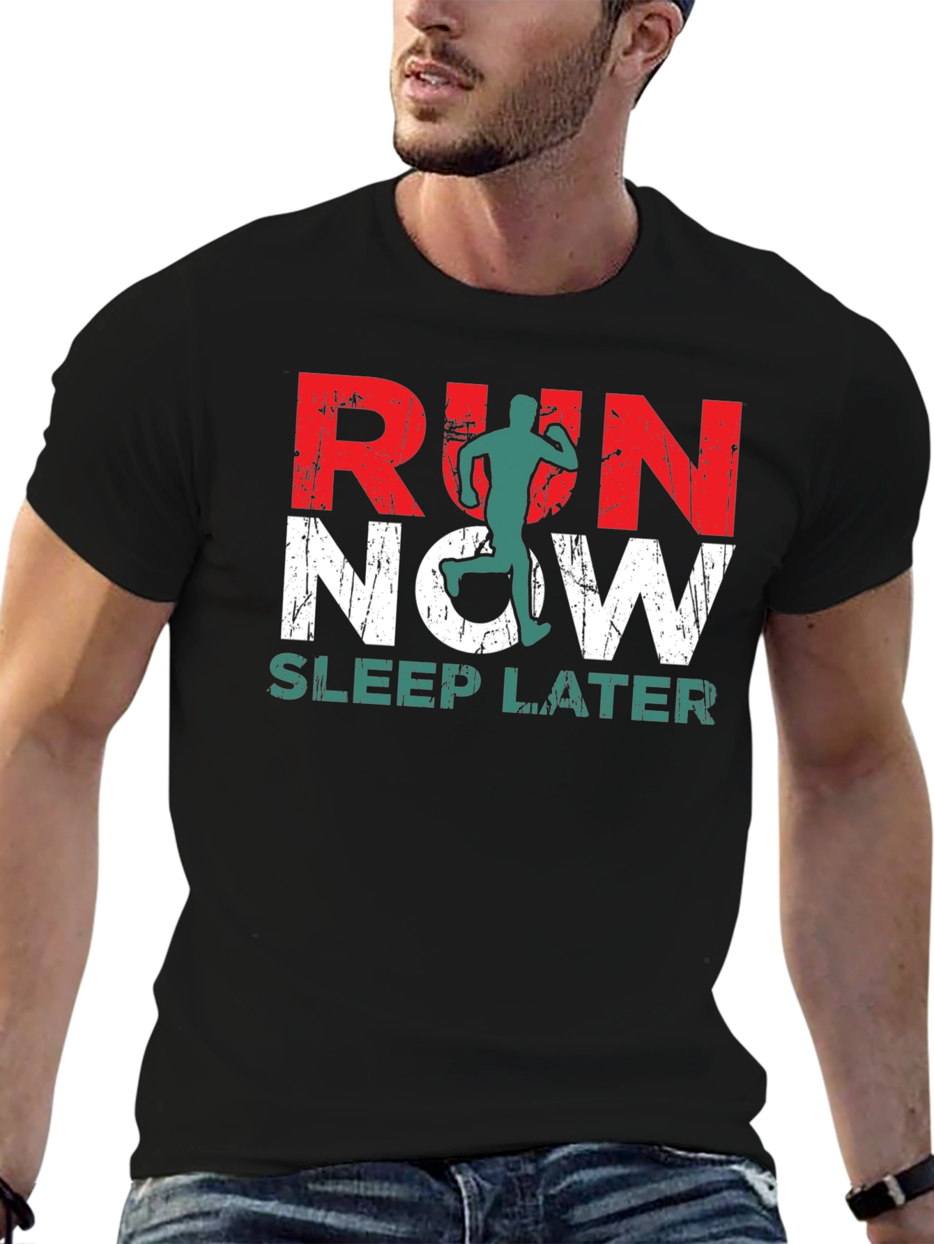 Run Now Sleep Later Graphic T-Shirt - Athletic Motivation