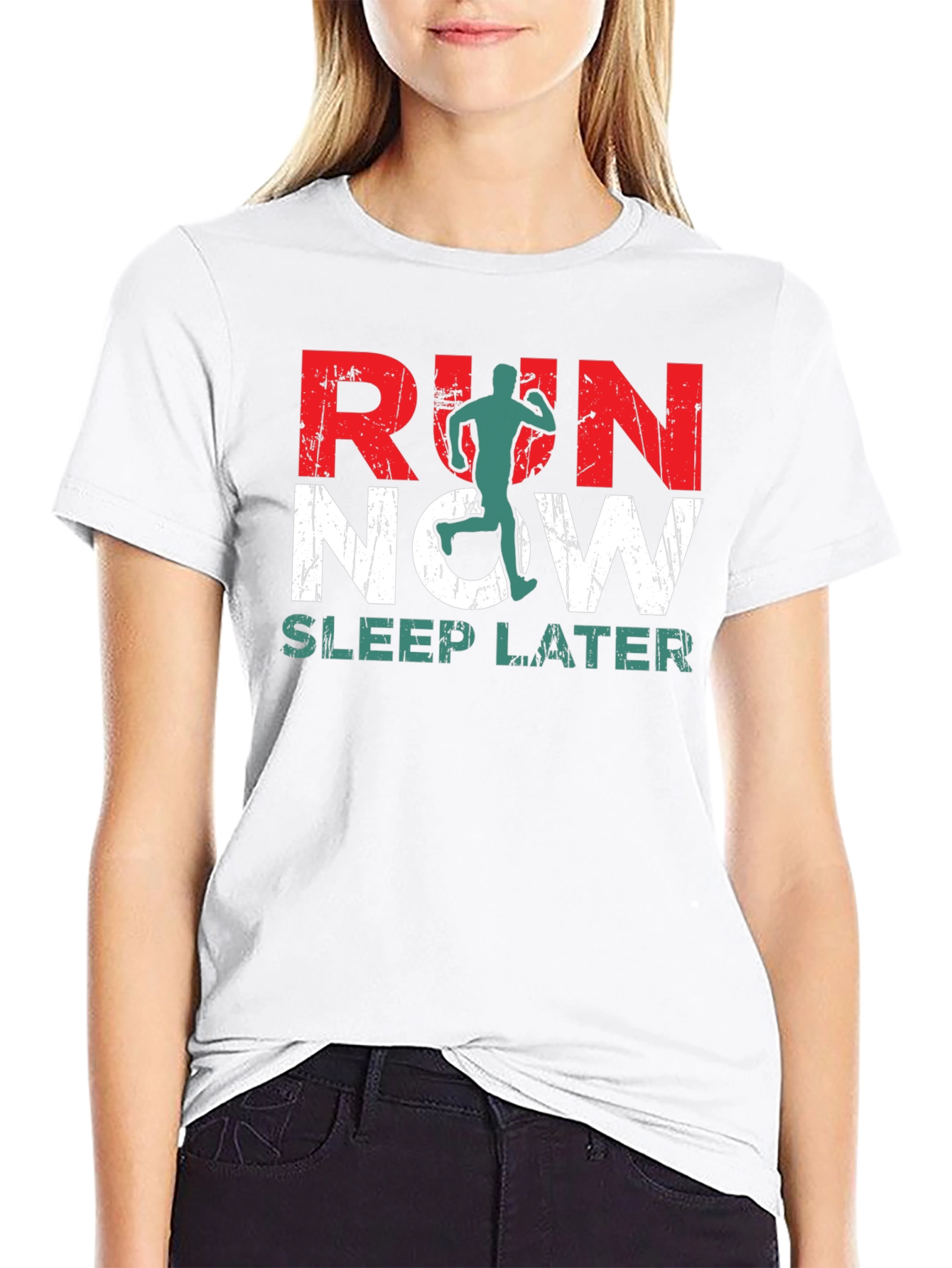 Run Now Sleep Later Graphic T-Shirt - Athletic Motivation