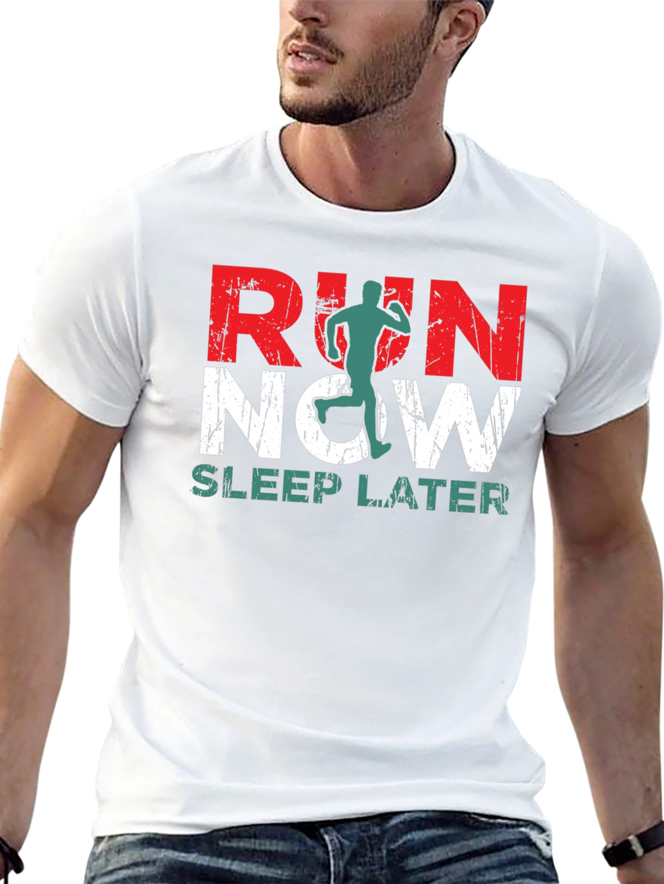 Run Now Sleep Later Graphic T-Shirt - Athletic Motivation