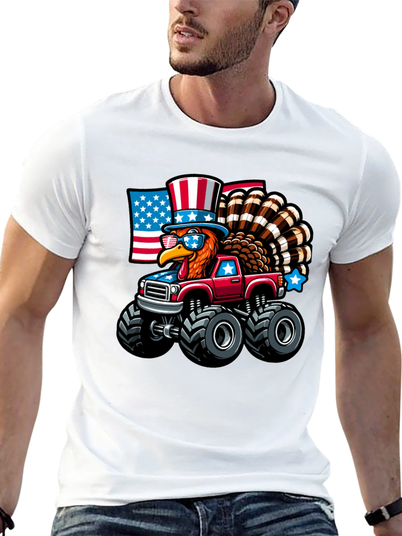 Patriotic Turkey Monster Truck Graphic Tee