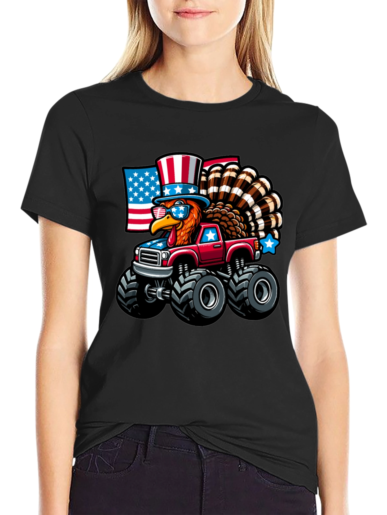 Patriotic Turkey Monster Truck Graphic Tee