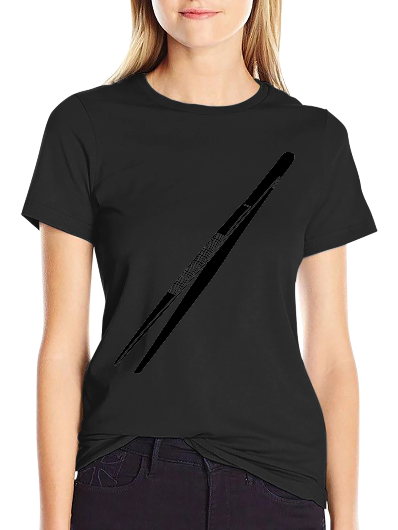 Tweezers Graphic Tee - Black Cotton Blend T-Shirt