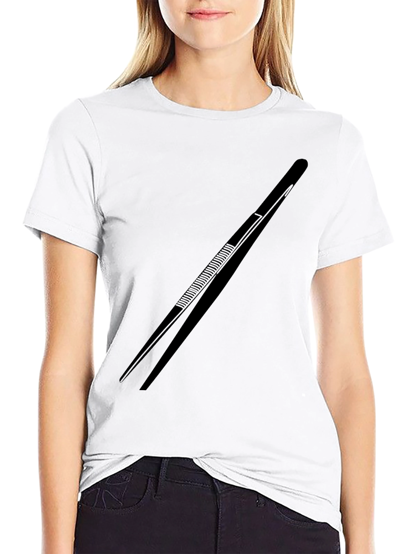 Tweezers Graphic Tee - Black Cotton Blend T-Shirt