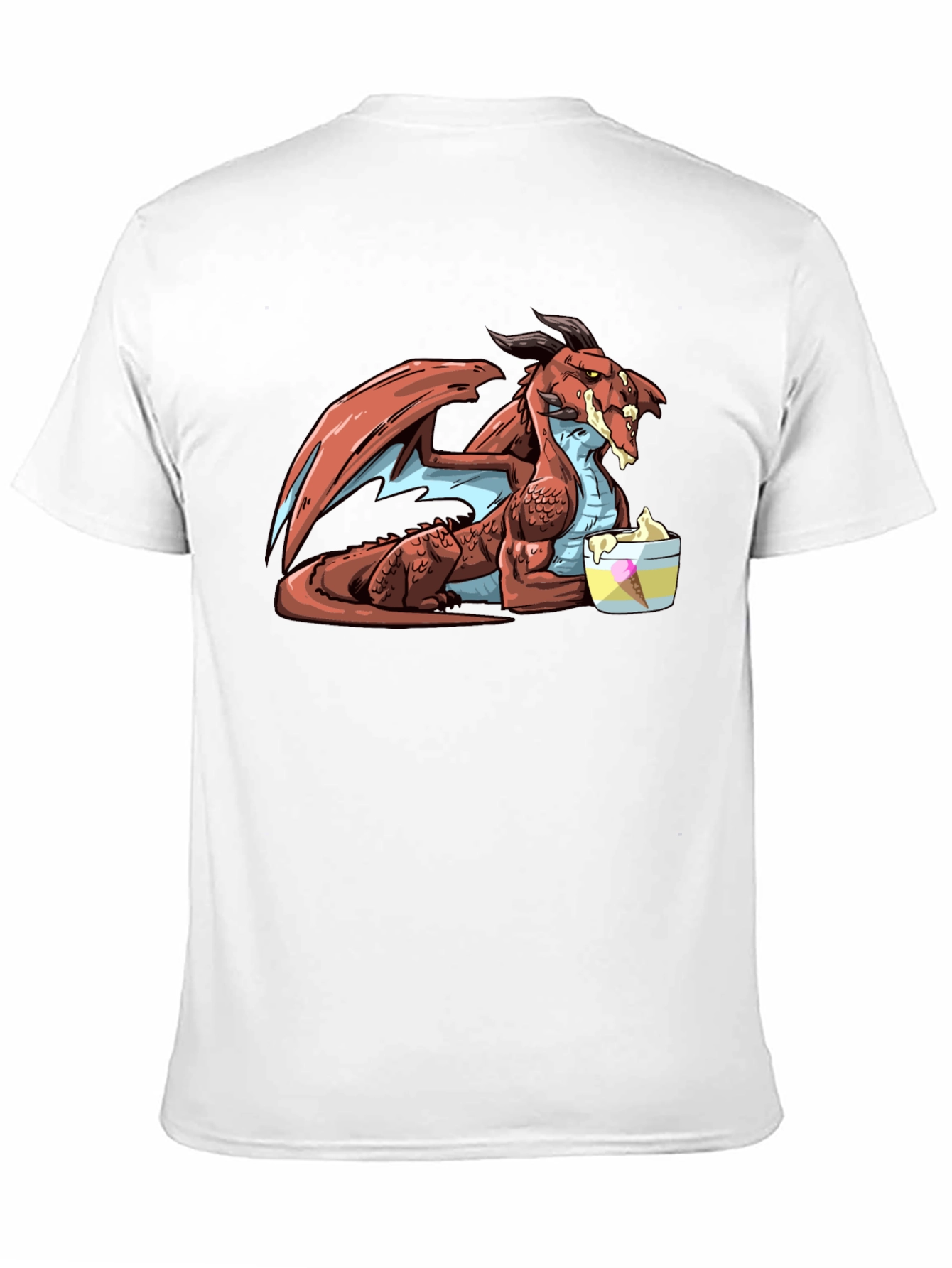 Dragon Eating Ice Cream Black T-Shirt