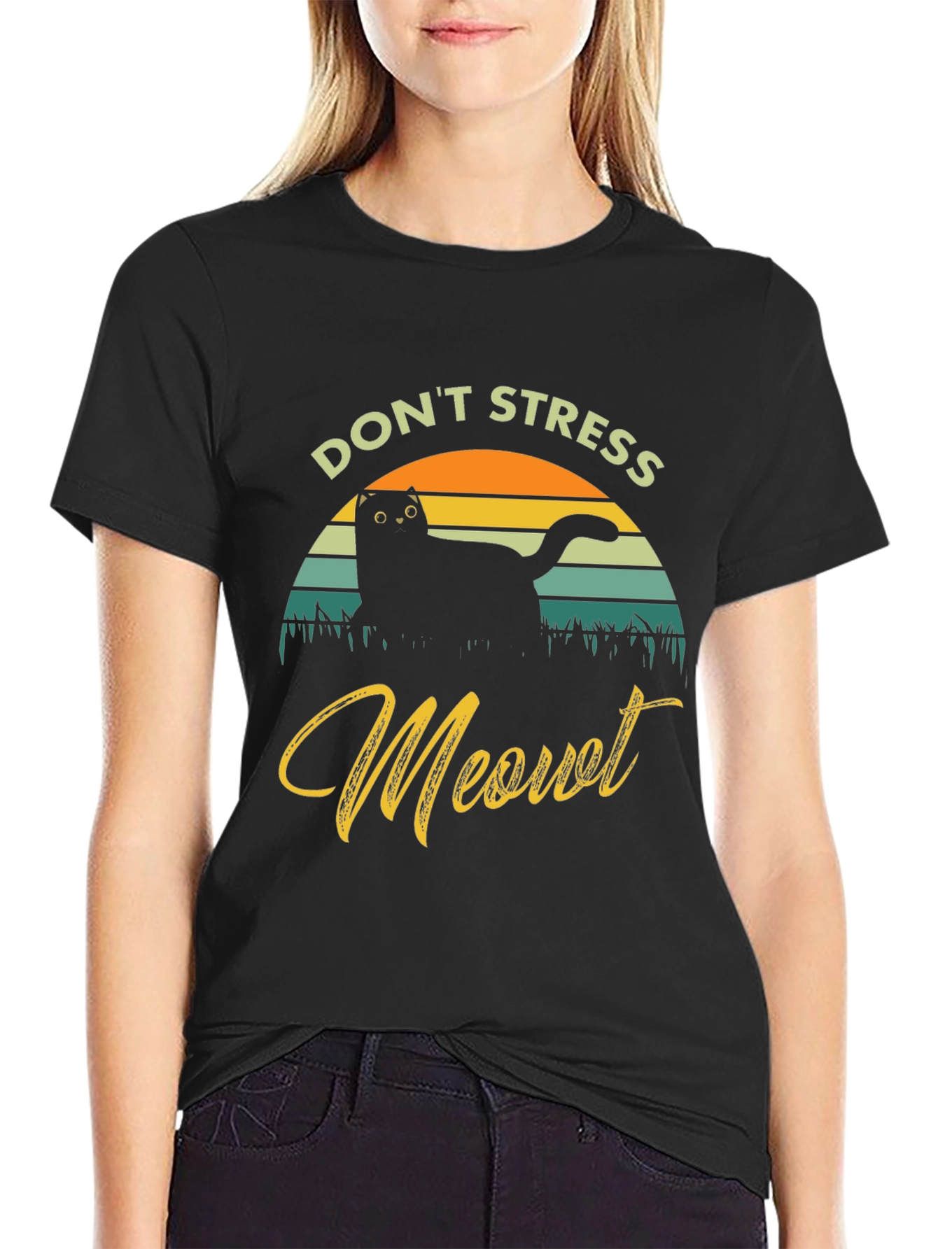 Dont Stress Meowt Cat Graphic T-Shirt