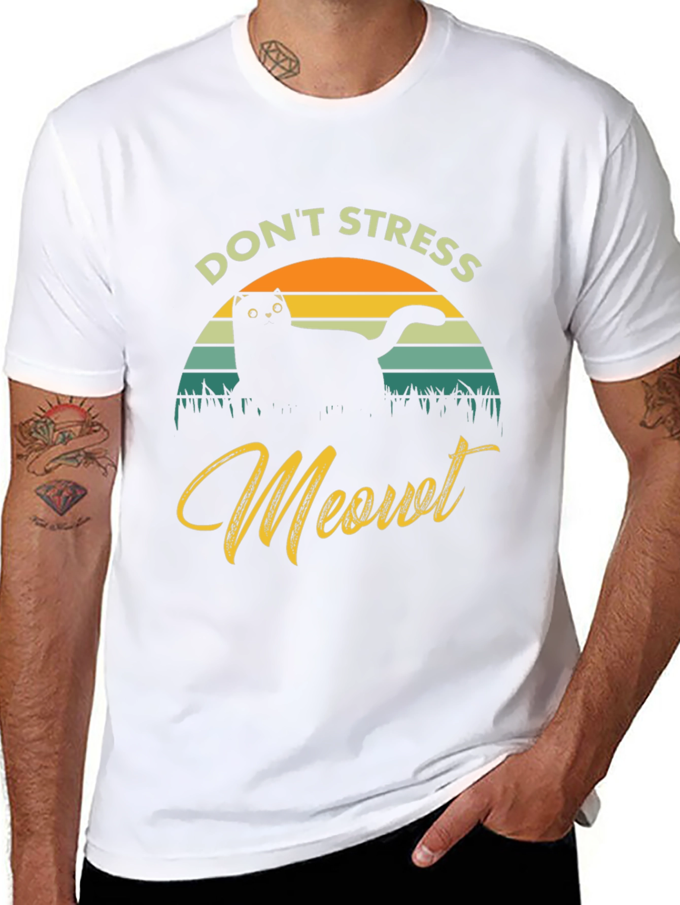Dont Stress Meowt Cat Graphic T-Shirt