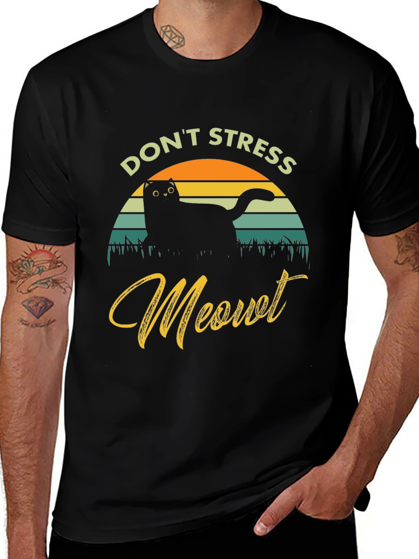 Dont Stress Meowt Cat Graphic T-Shirt