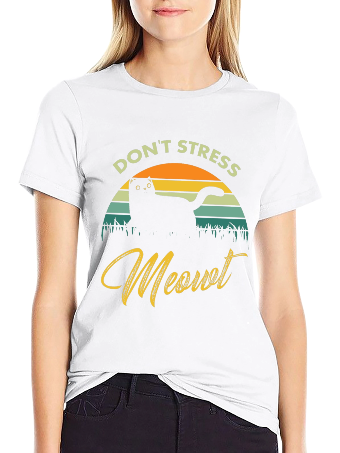 Dont Stress Meowt Cat Graphic T-Shirt