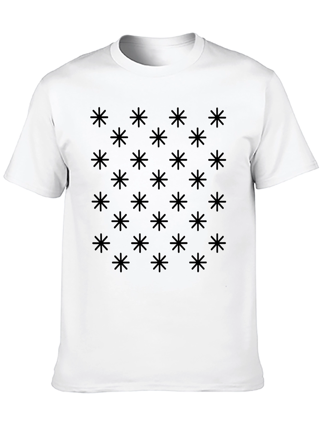 Abstract Star Pattern Mens Black T-Shirt