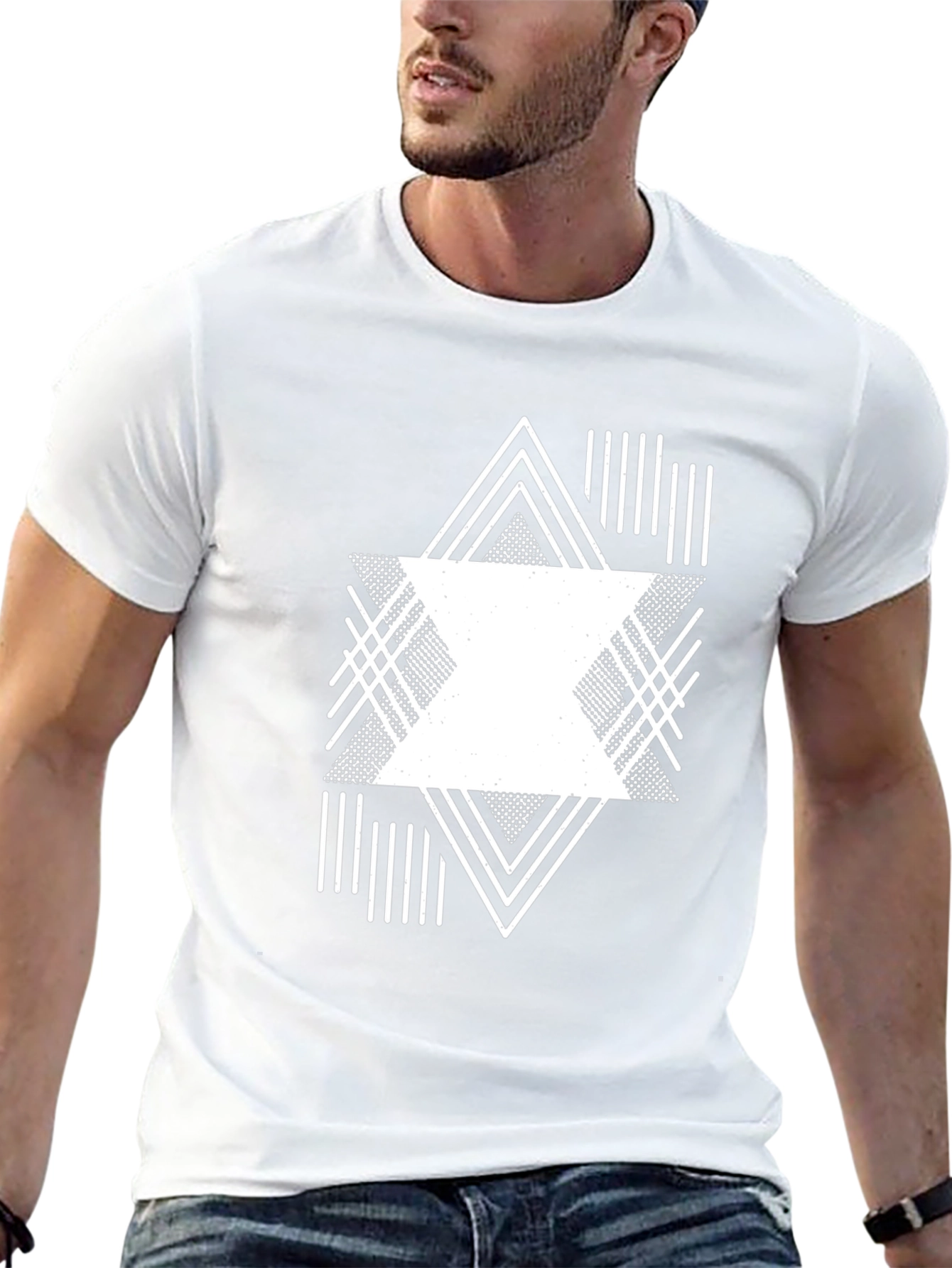 Geometric Graphic Print Black Tee