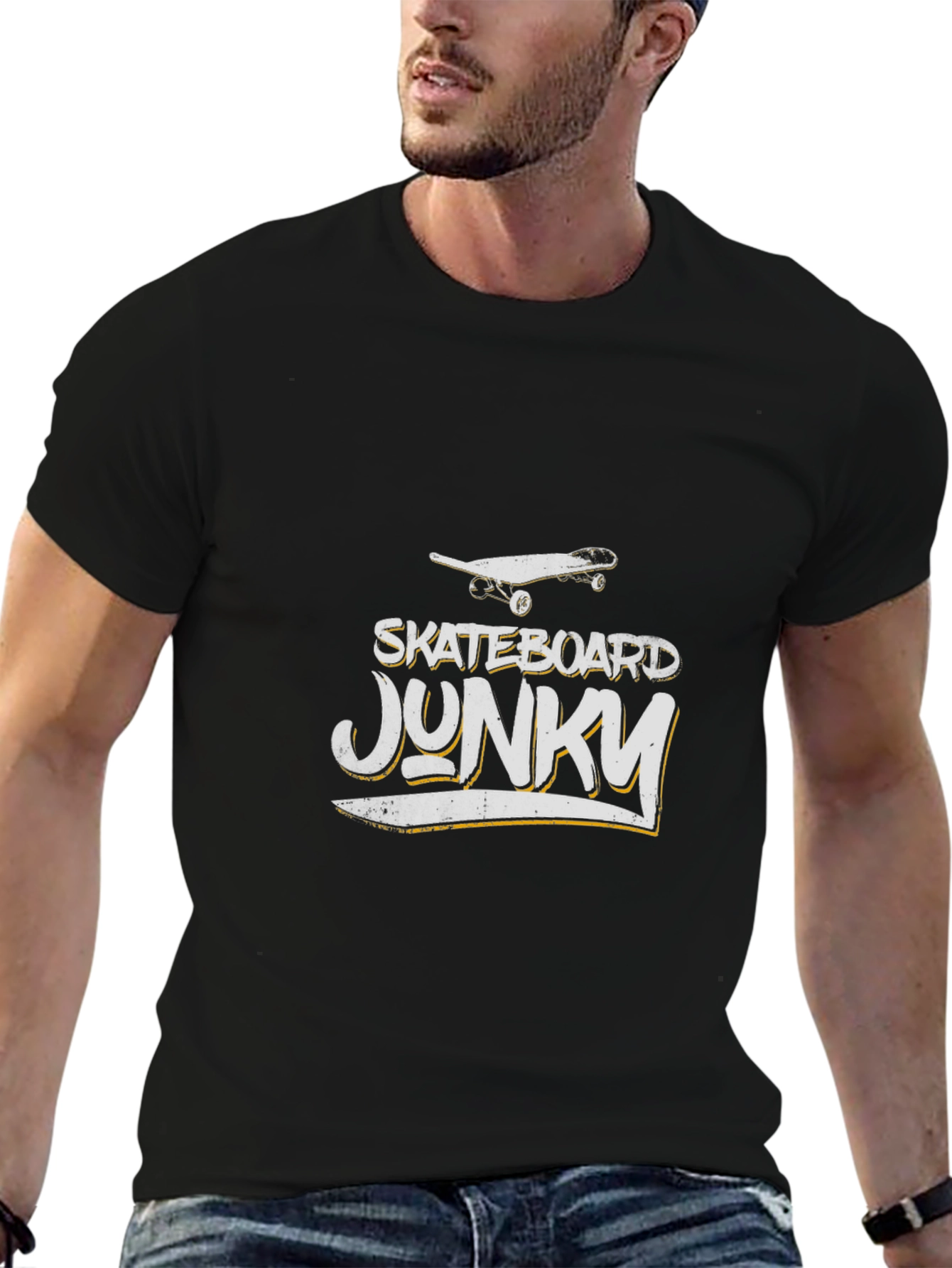Skateboard Junky Graphic Tee - Black Cotton T-Shirt