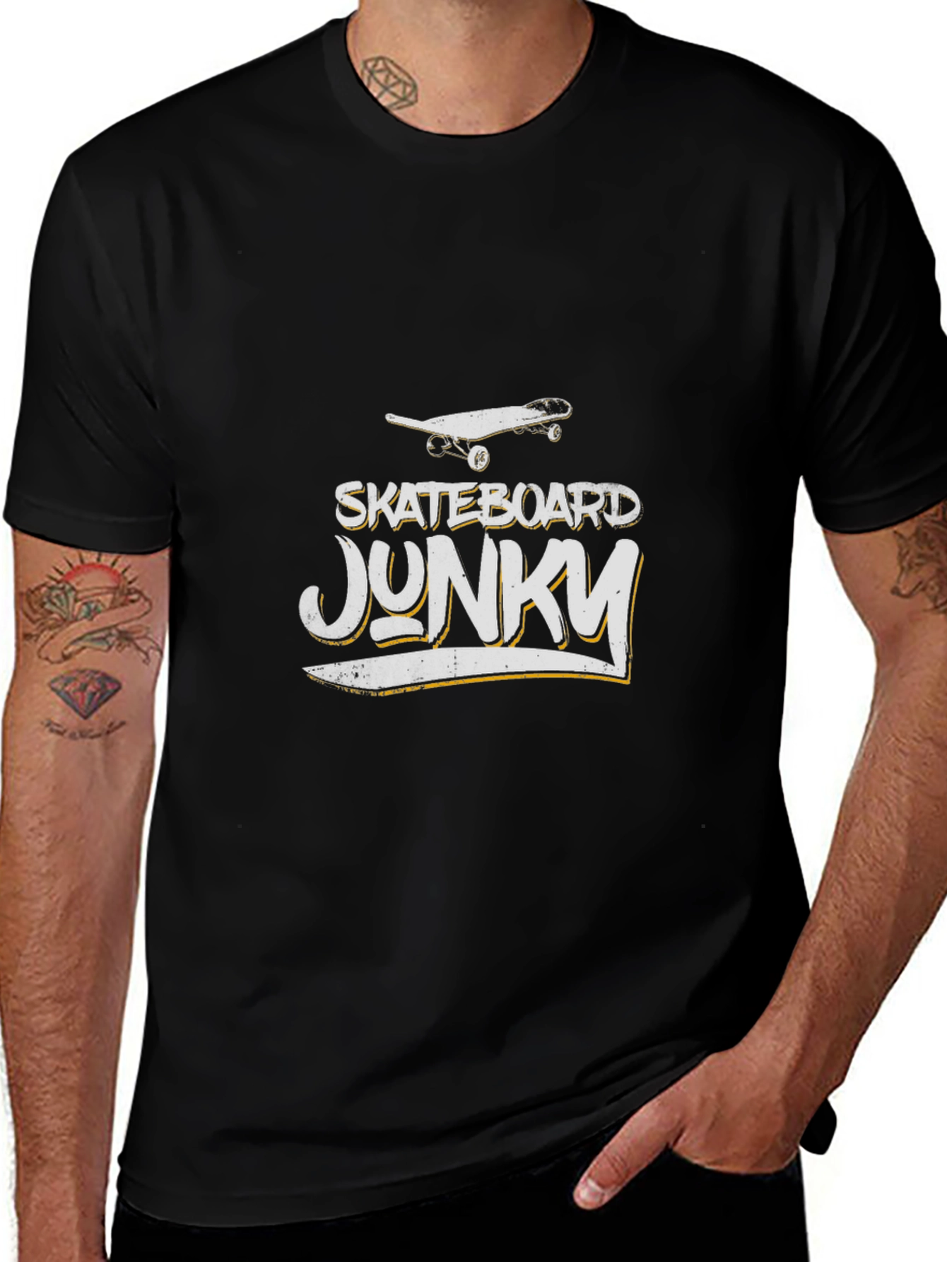 Skateboard Junky Graphic Tee - Black Cotton T-Shirt