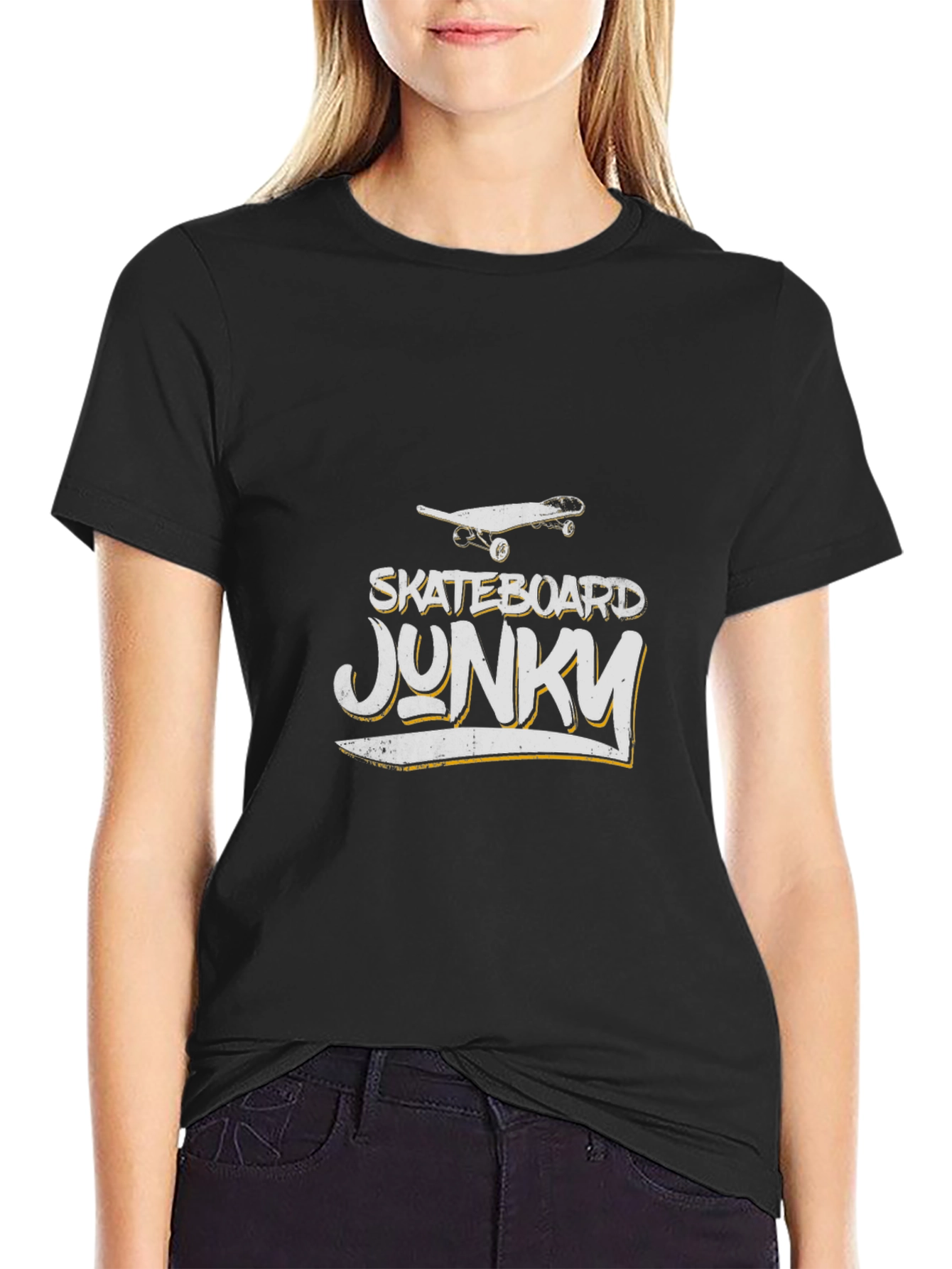 Skateboard Junky Graphic Tee - Black Cotton T-Shirt