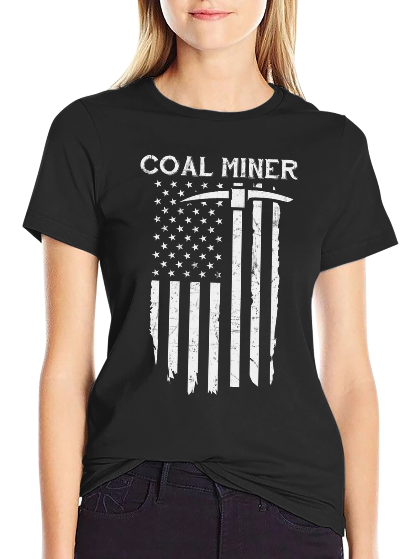 Coal Miner American Flag Graphic T-Shirt