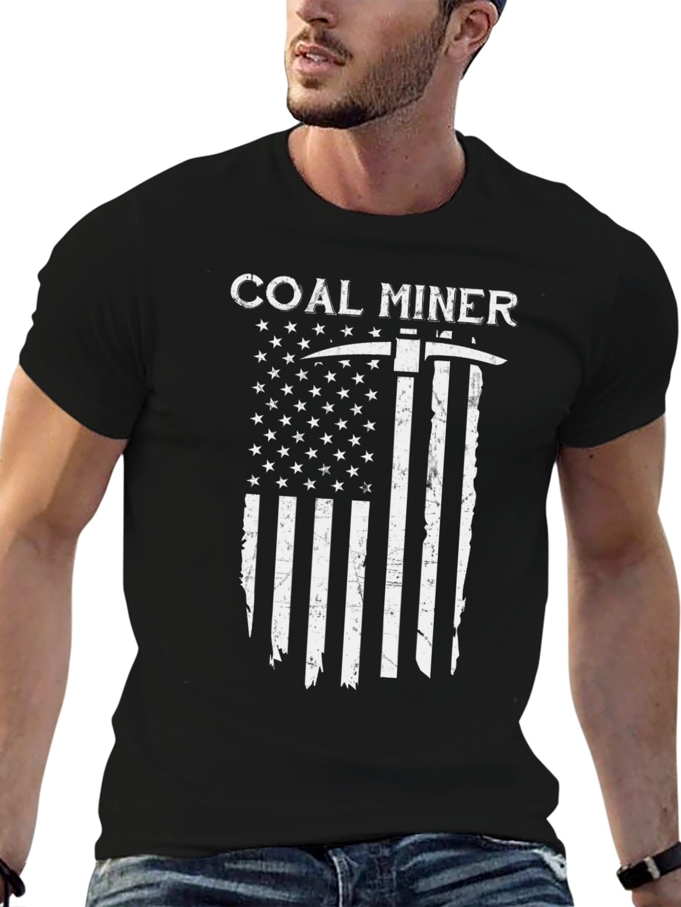 Coal Miner American Flag Graphic T-Shirt