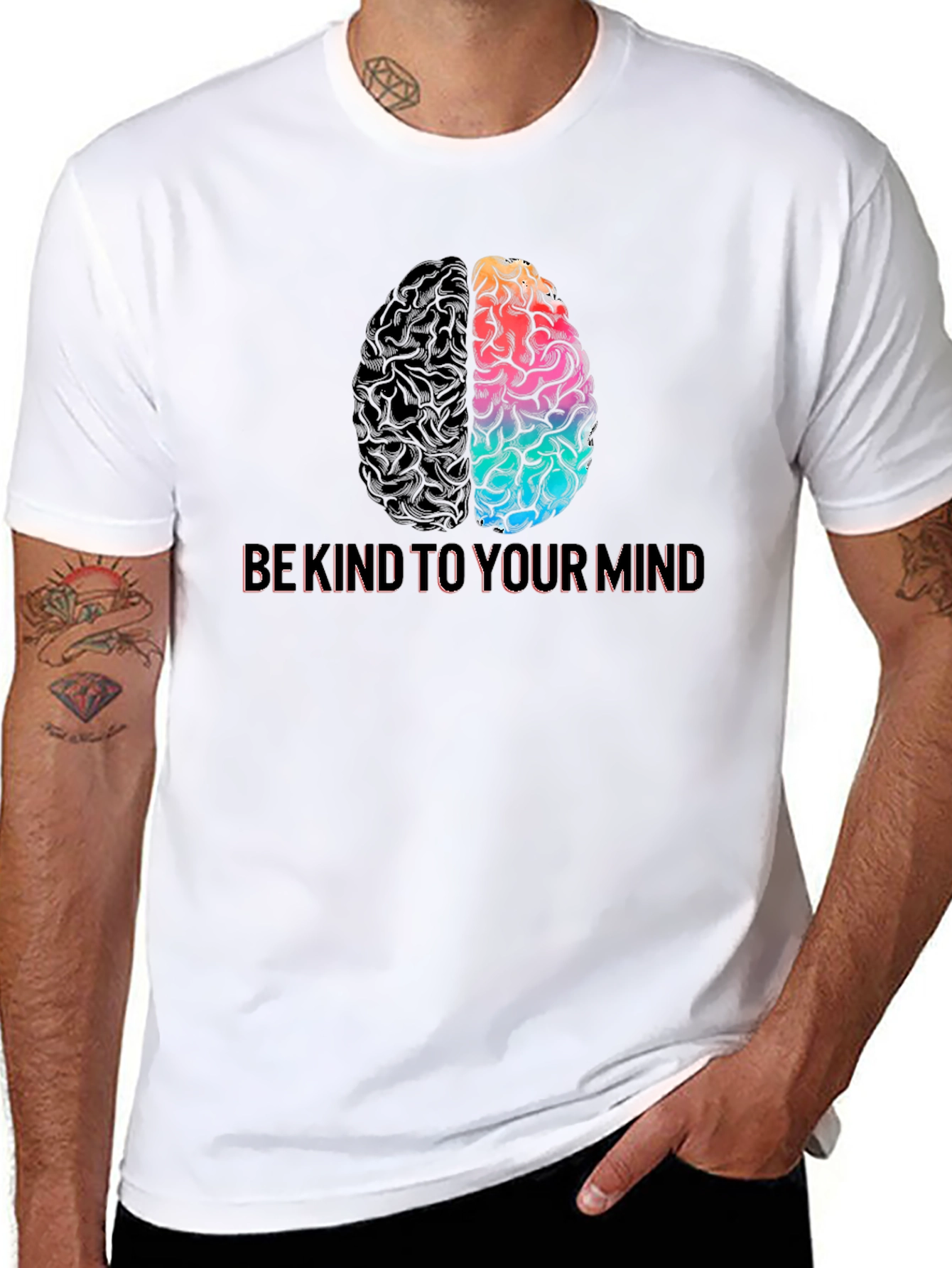 Be Kind To Your Mind Brain Tee - Black