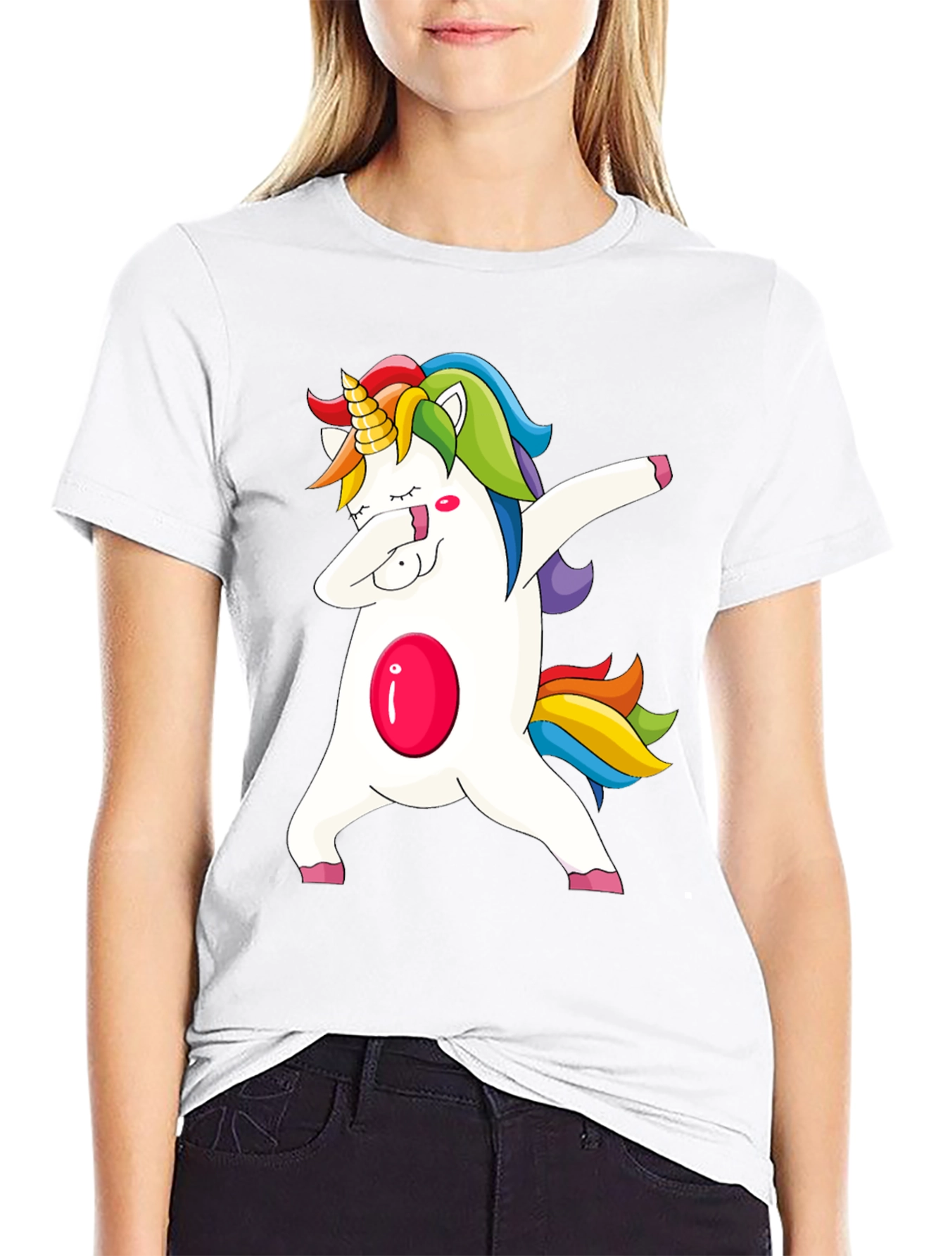 Dabbing Unicorn Graphic Tee - Black