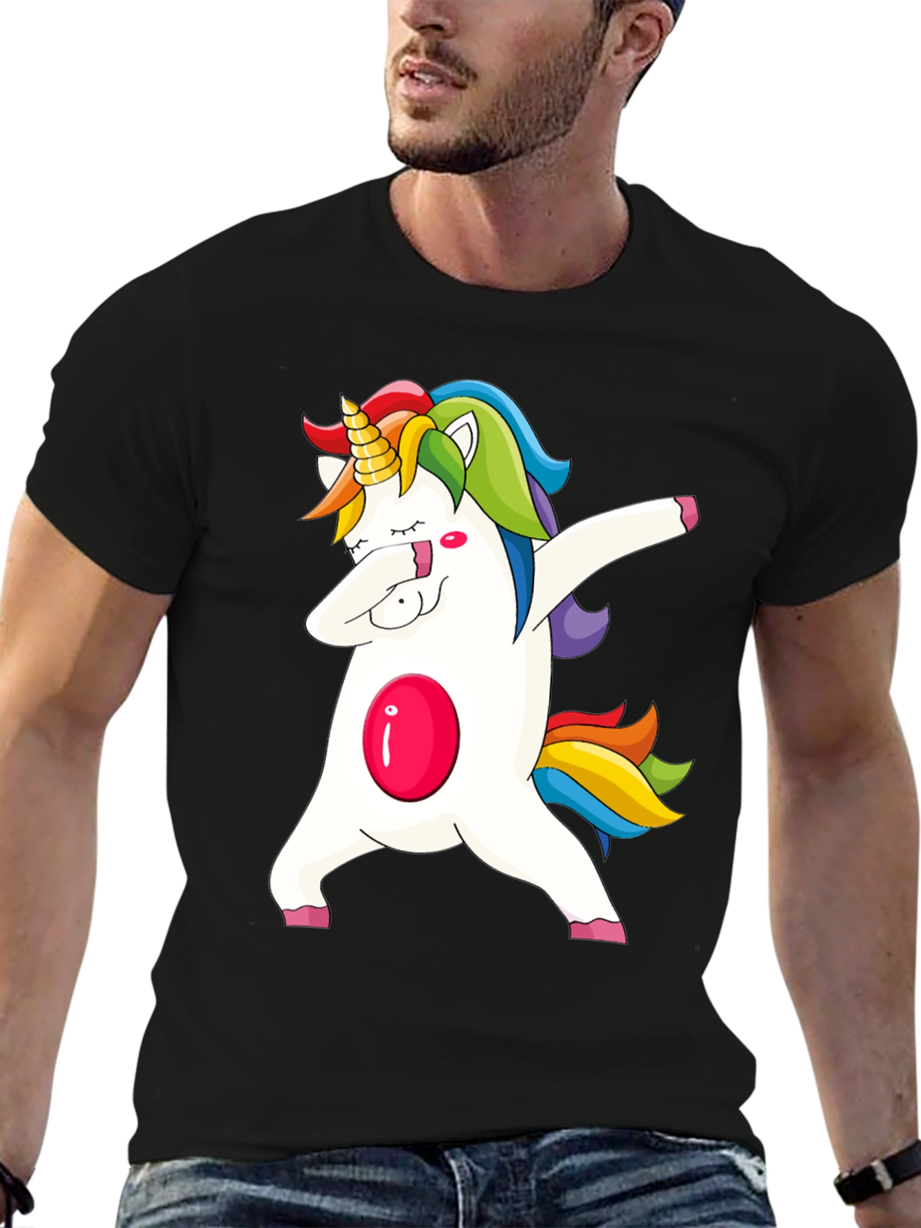 Dabbing Unicorn Graphic Tee - Black