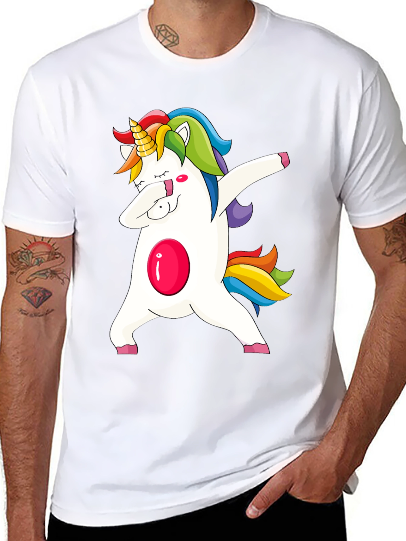 Dabbing Unicorn Graphic Tee - Black