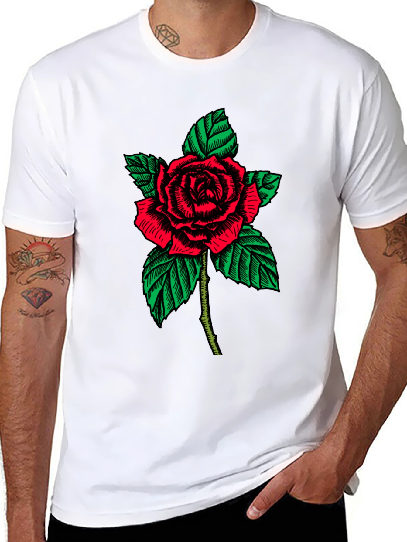 Rose Graphic Print Black T-Shirt
