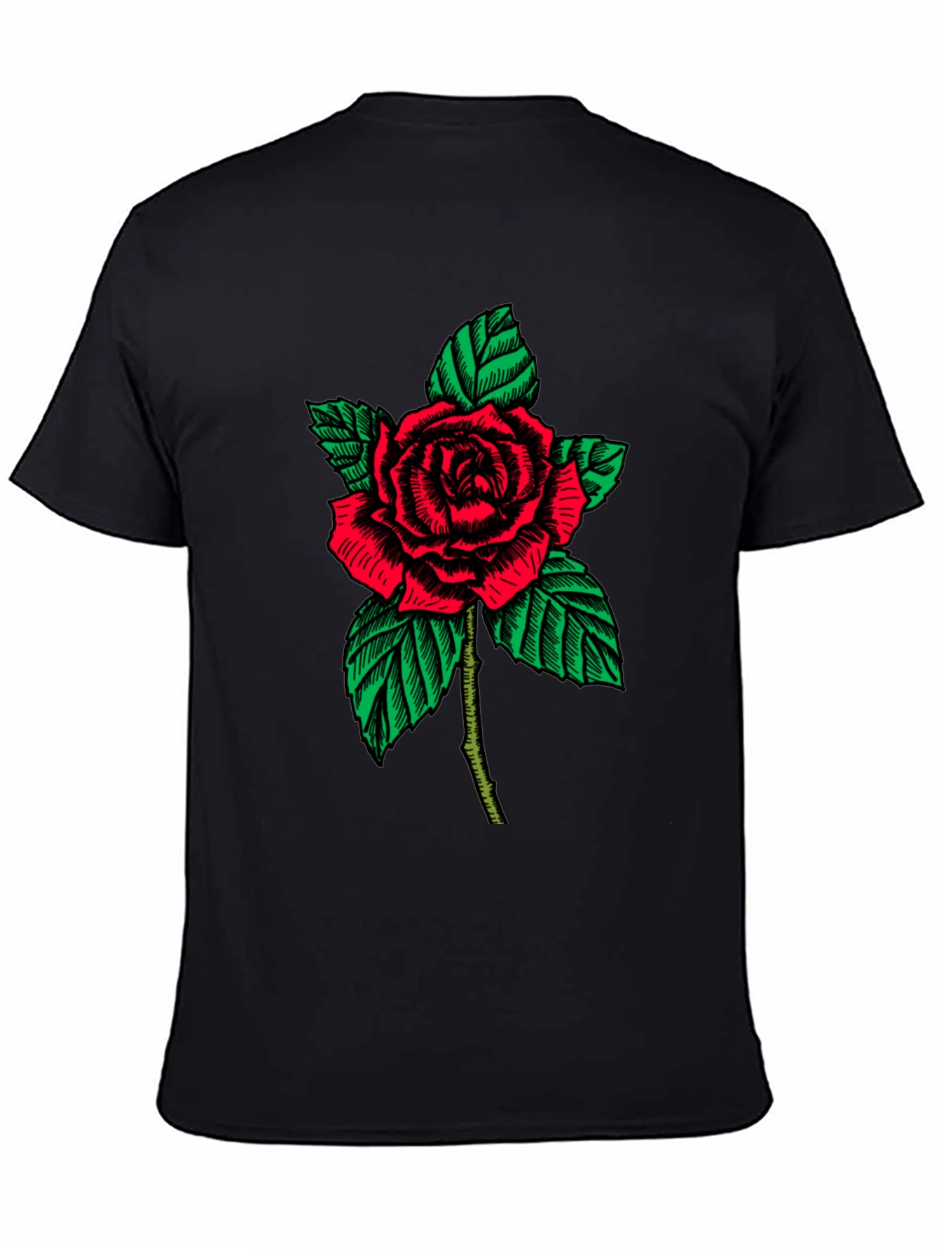 Rose Graphic Print Black T-Shirt