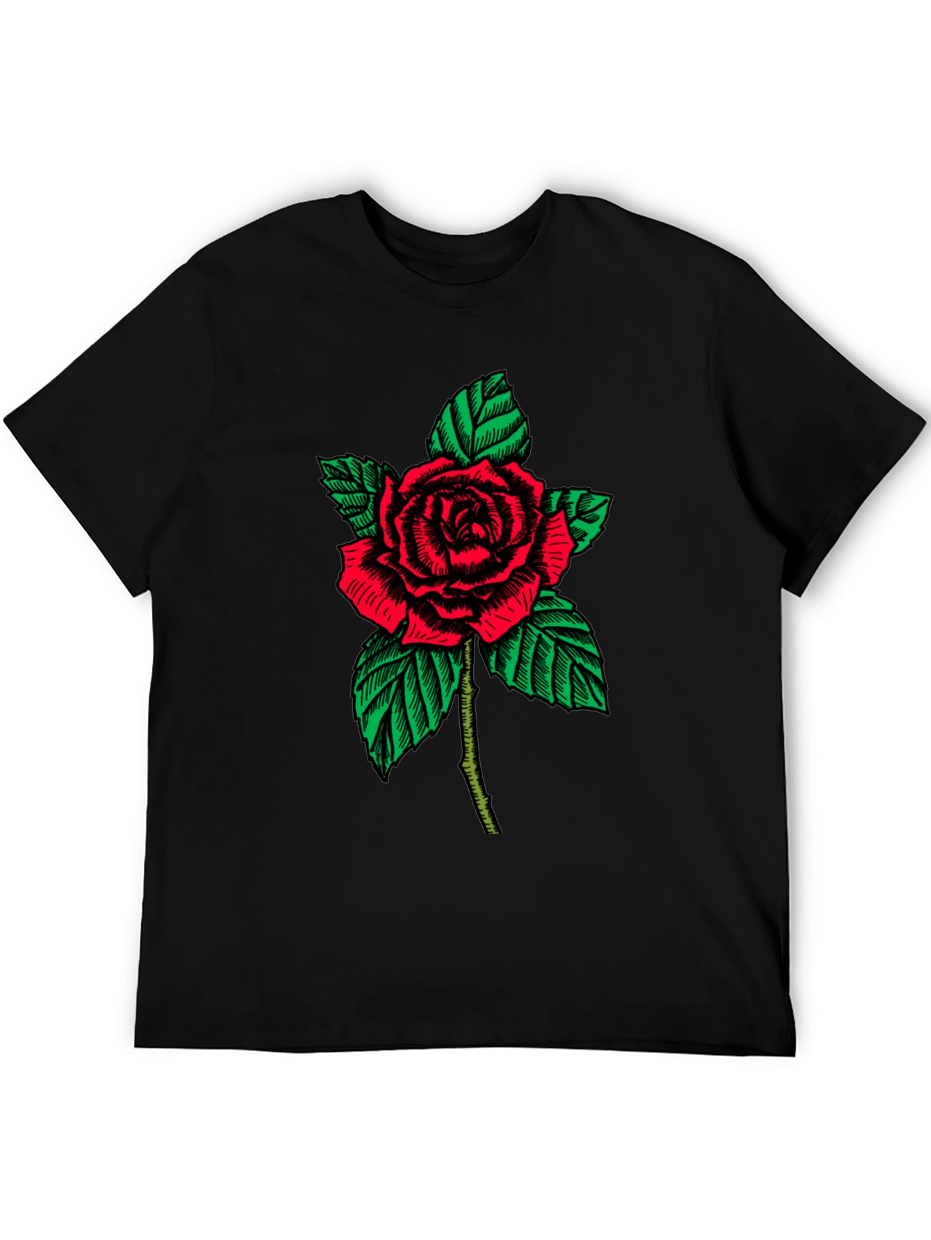 Rose Graphic Print Black T-Shirt
