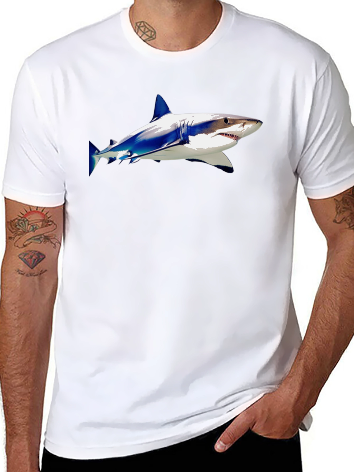Shark Graphic Tee - Stylish Mens Black T-Shirt