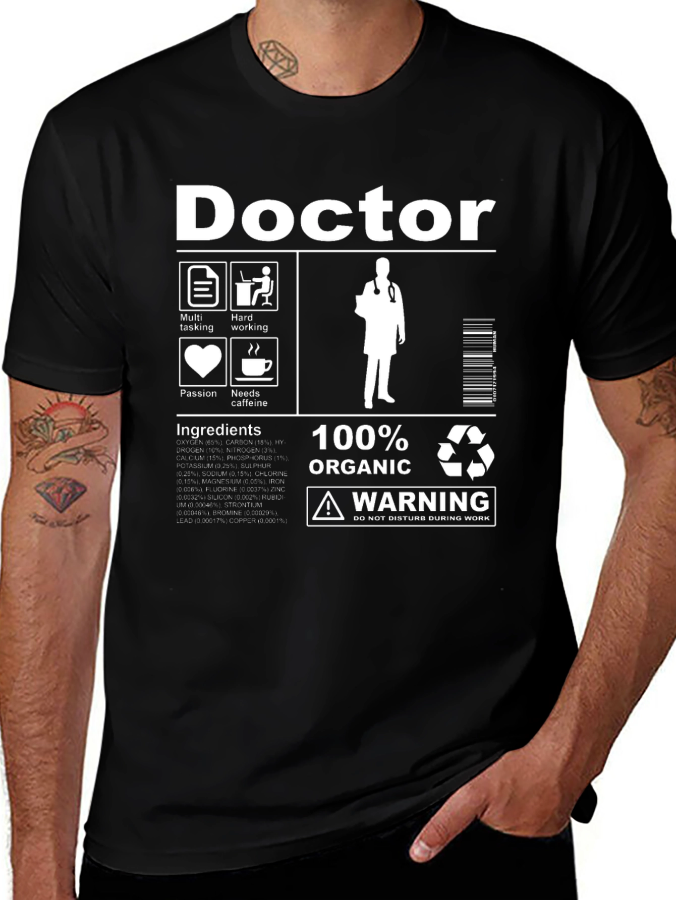 Doctor Ingredients T-Shirt: 100% Organic Caffeine Needed