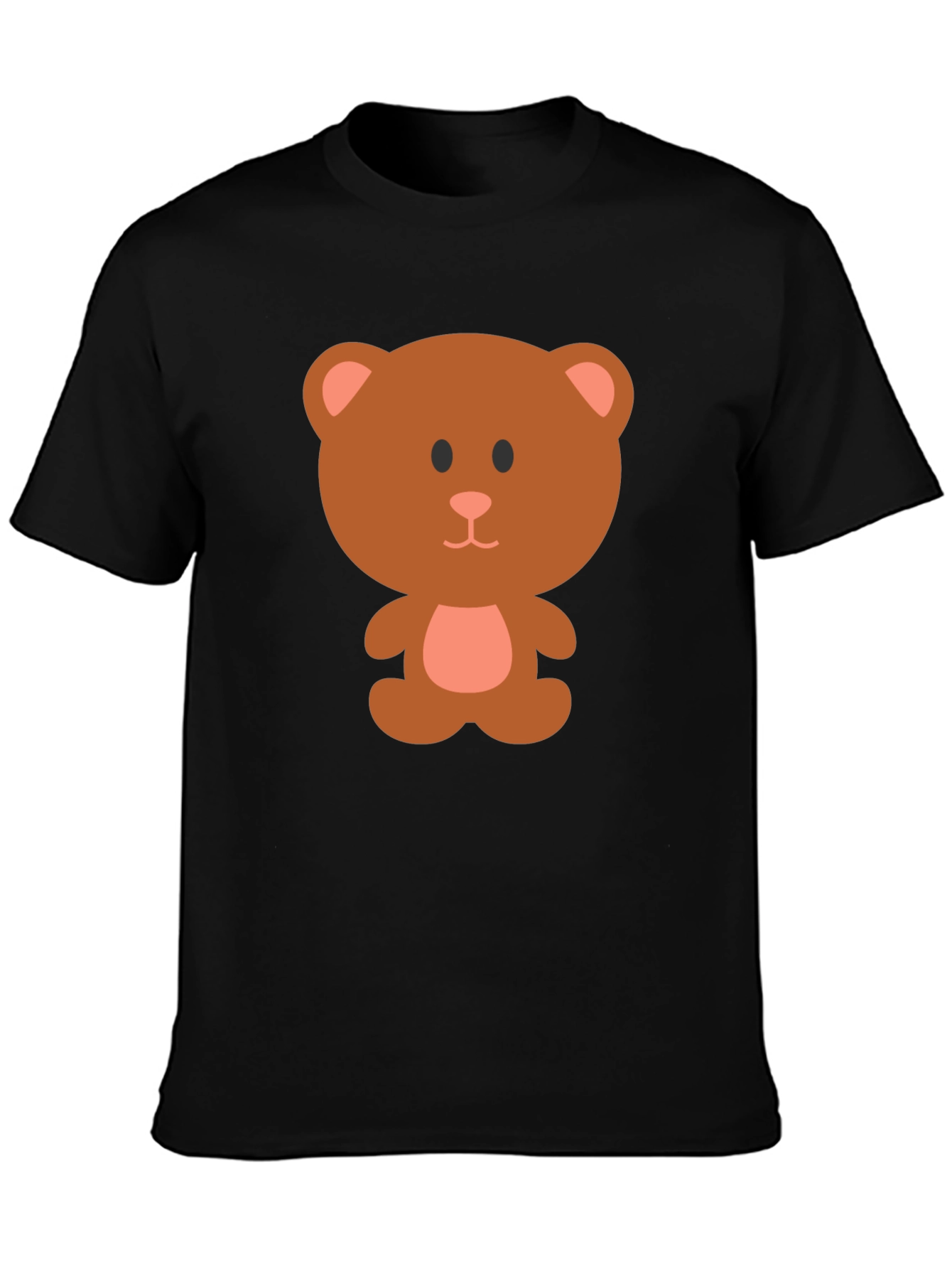 Cute Cartoon Bear Graphic T-Shirt - Black
