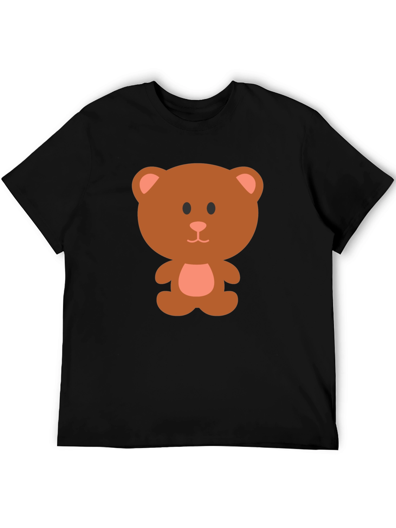 Cute Cartoon Bear Graphic T-Shirt - Black