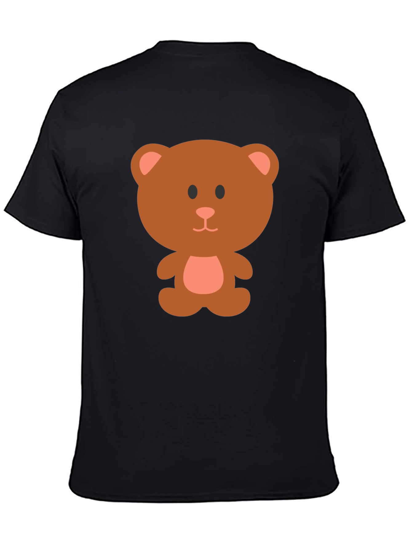 Cute Cartoon Bear Graphic T-Shirt - Black