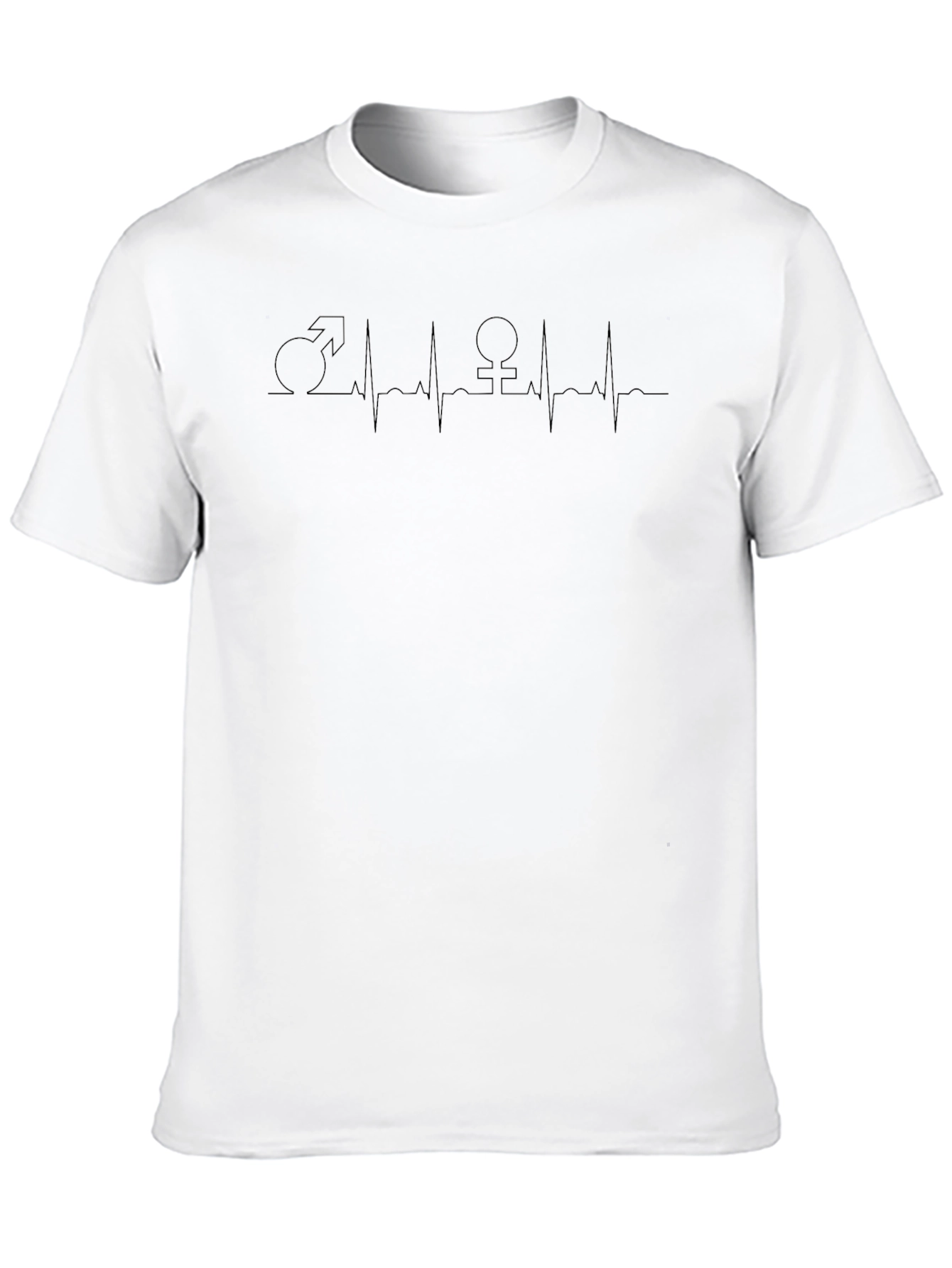 Unisex Heartbeat Gender Symbol Graphic Tee - Black
