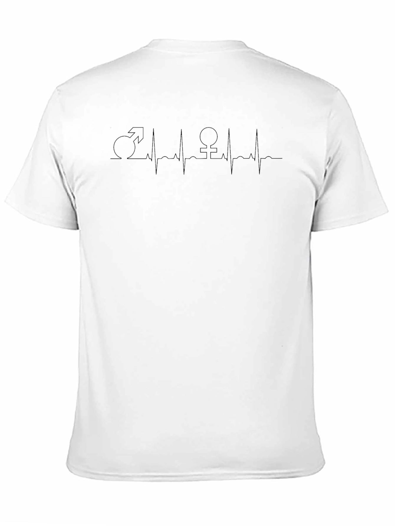 Unisex Heartbeat Gender Symbol Graphic Tee - Black